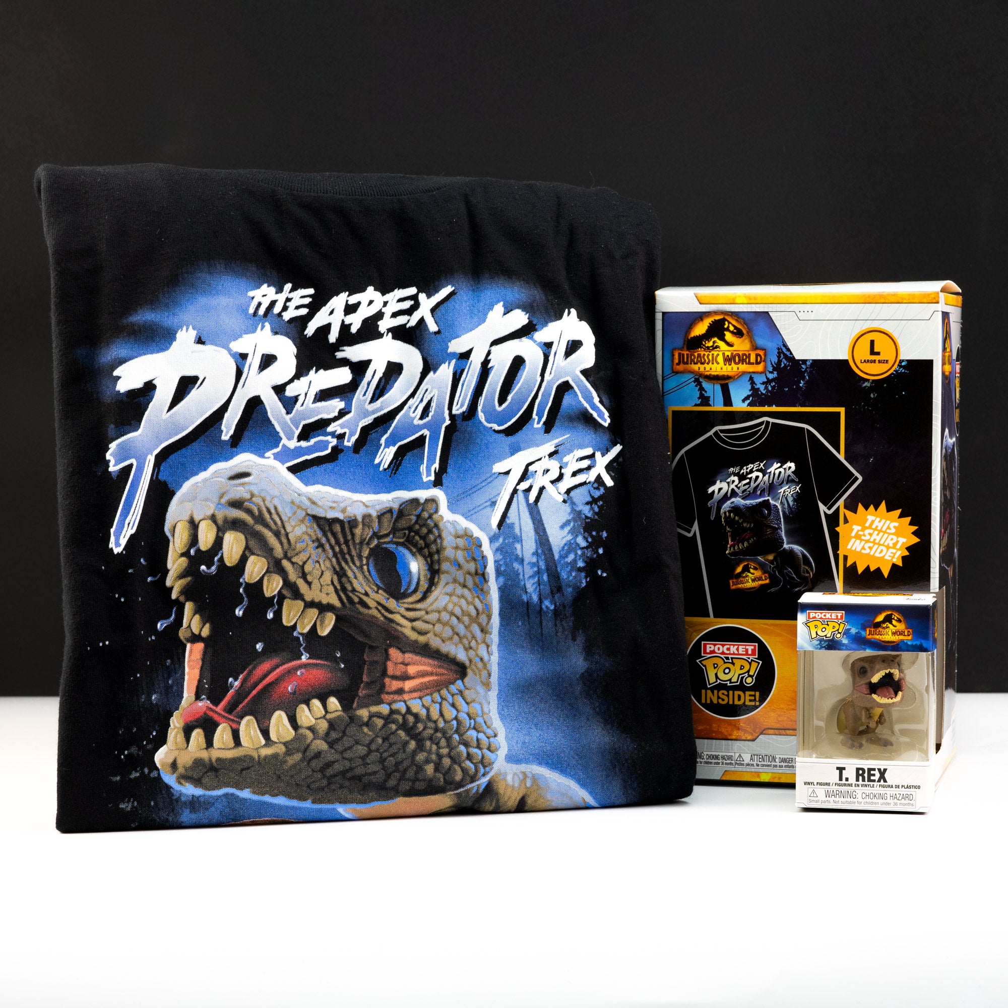 Jurassic World Arcadia T-Rex Pocket Pop! Vinyl and Tee Set for Kids