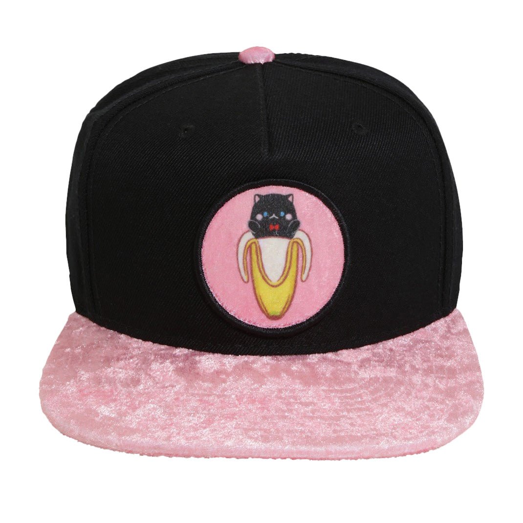 Bananya Pink and Black Plush Snapback - GeekCore