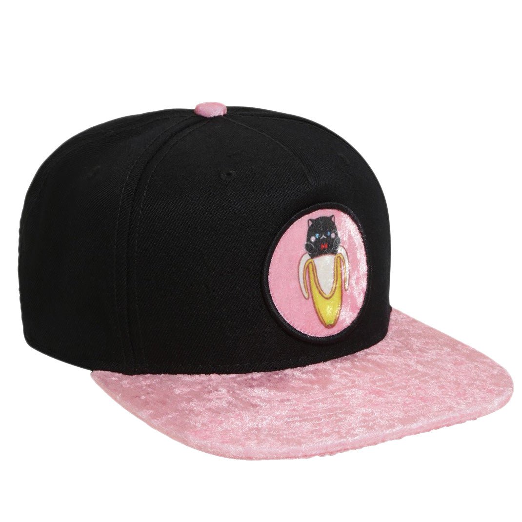 Bananya Pink and Black Plush Snapback - GeekCore