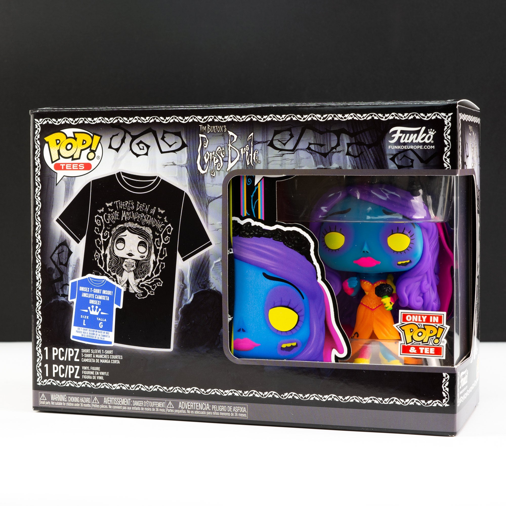 Corpse Bride Emily (Black Light) Pop! Vinyl and Tee Set - GeekCore