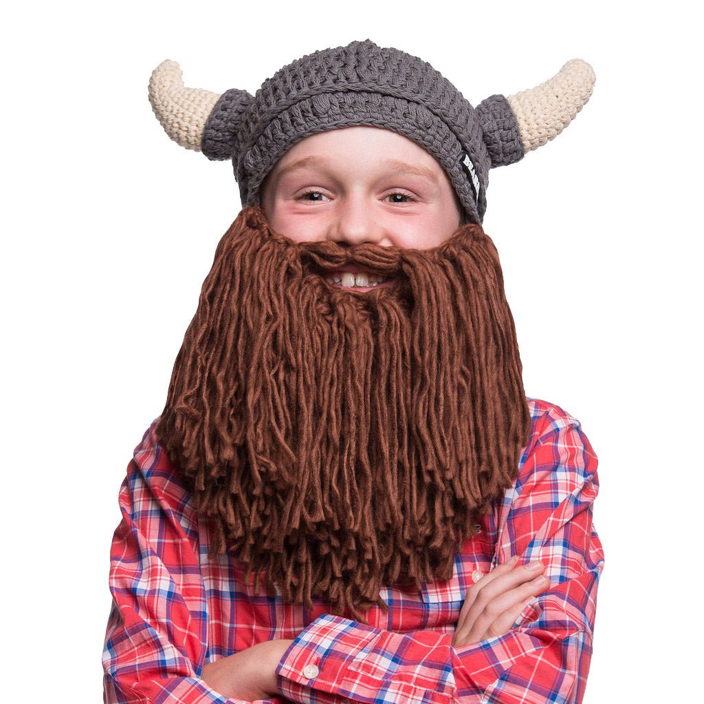 Kids Viking Horn Bearded Hat - GeekCore