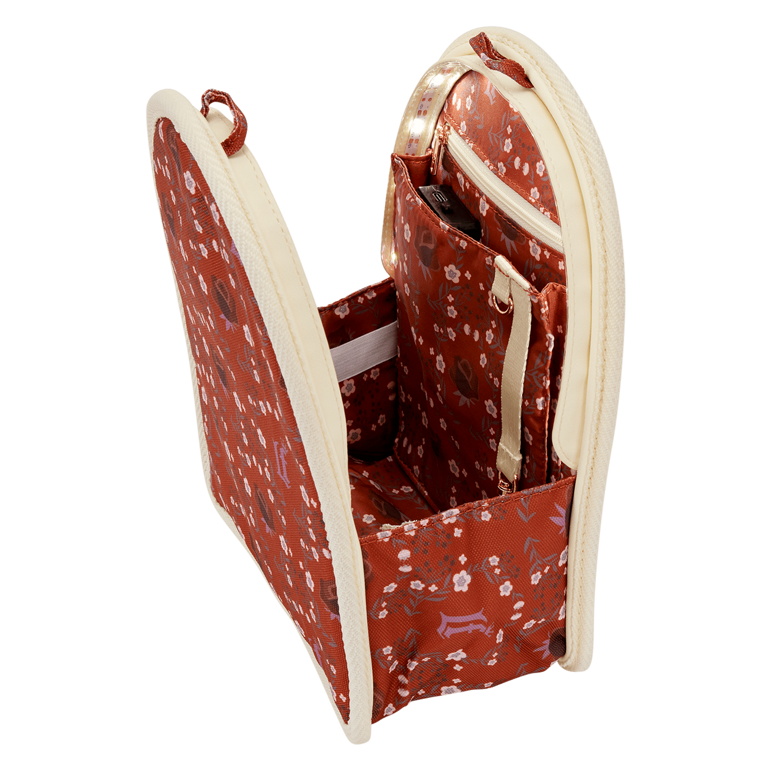 Loungefly Cream & Red Floral Light - Up Mini Backpack Insert Organizer - GeekCore