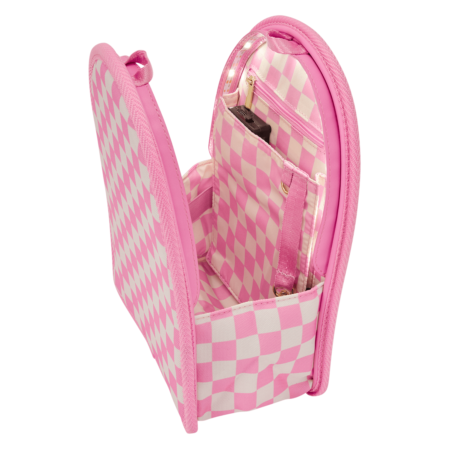 Loungefly Pink Checkerboard Light - Up Mini Backpack Insert Organizer - GeekCore