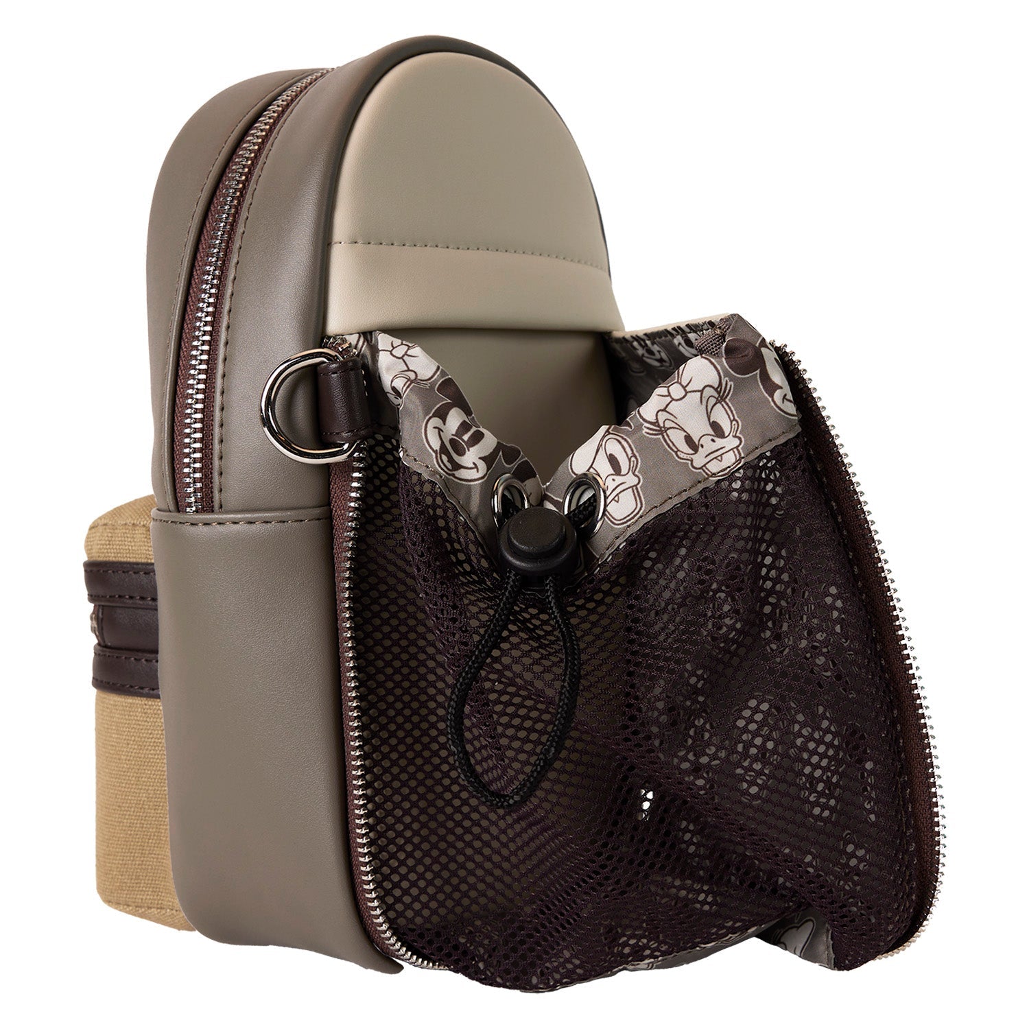 Loungefly x Disney Mickey And Friends Faux Leather And Canvas Water Bottle Crossbody Bag - GeekCore