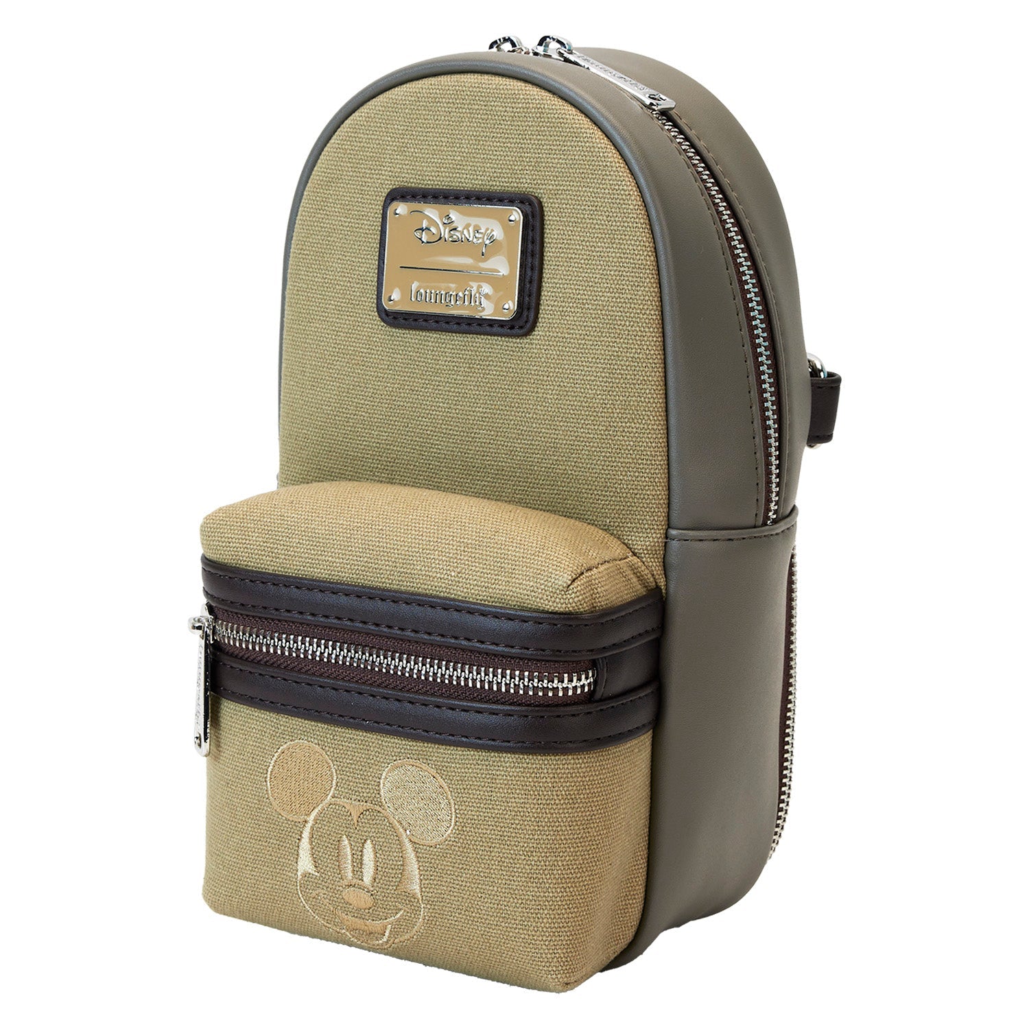 Loungefly x Disney Mickey And Friends Faux Leather And Canvas Water Bottle Crossbody Bag - GeekCore