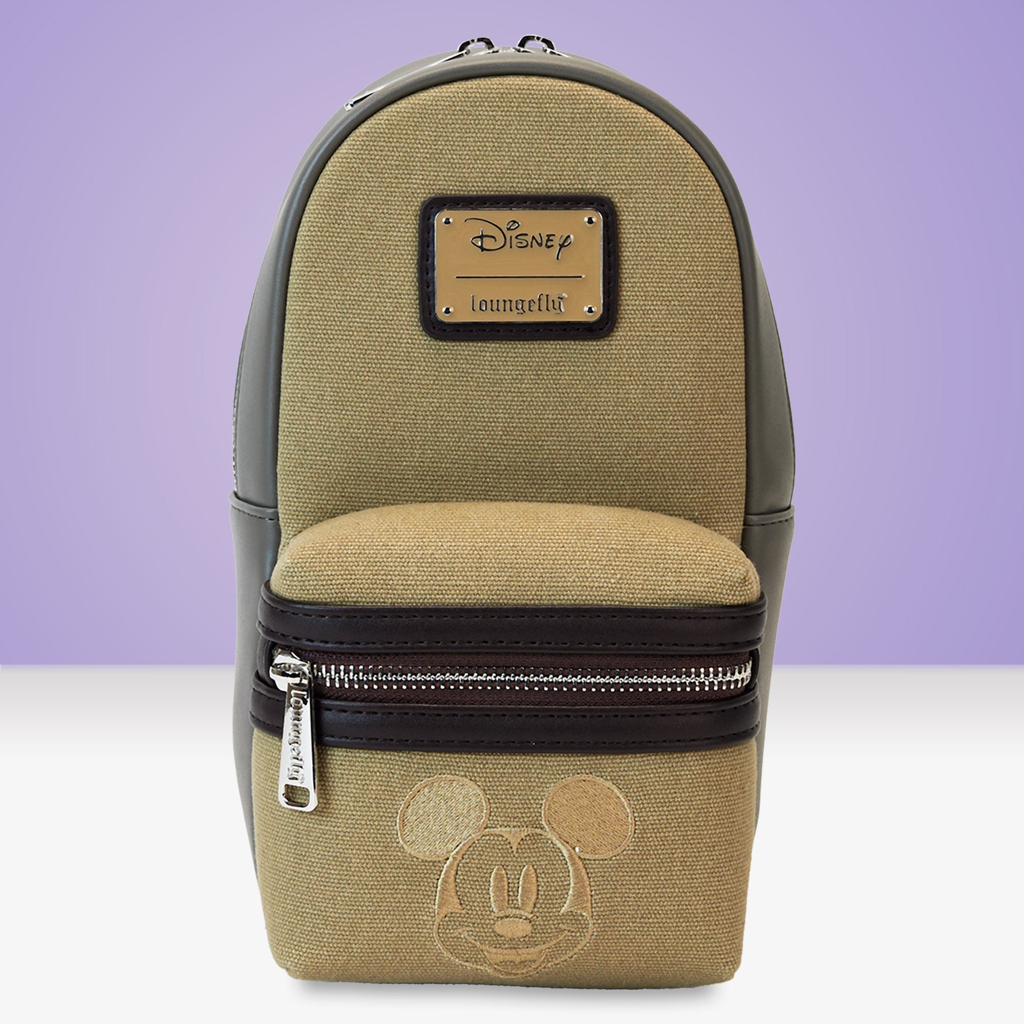 Loungefly x Disney Mickey And Friends Faux Leather And Canvas Water Bottle Crossbody Bag - GeekCore