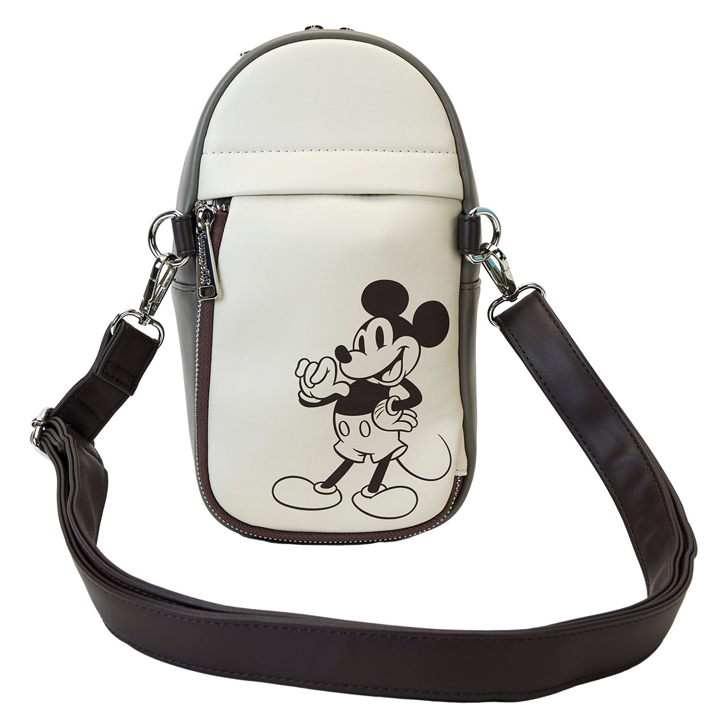 Loungefly x Disney Mickey And Friends Faux Leather And Canvas Water Bottle Crossbody Bag - GeekCore