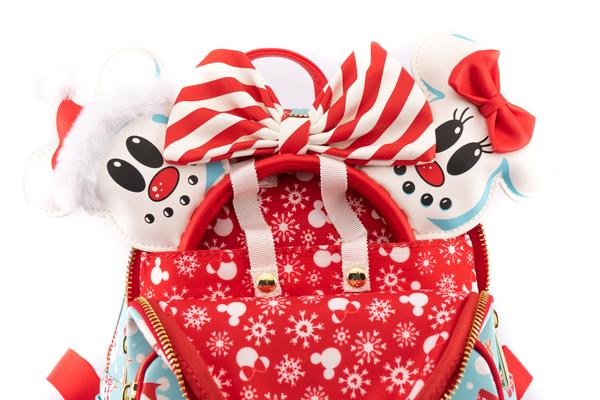 Loungefly x Disney Mickey and Minnie Mouse Snowman Print Mini Backpack and Headband Set - GeekCore