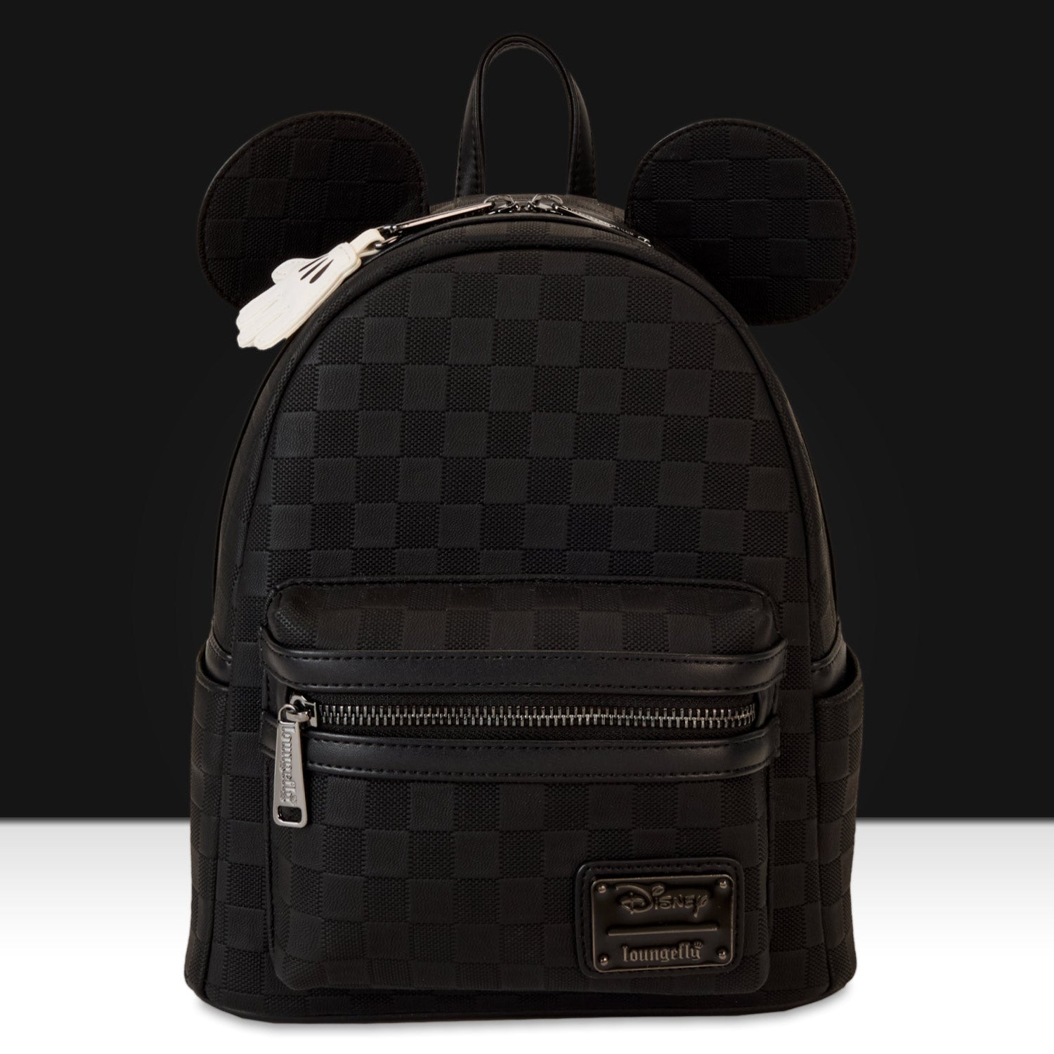 black leather mickey mouse backpack Loungefly x Disney Mickey Ear Black Damier Mini Backpack – GeekCore