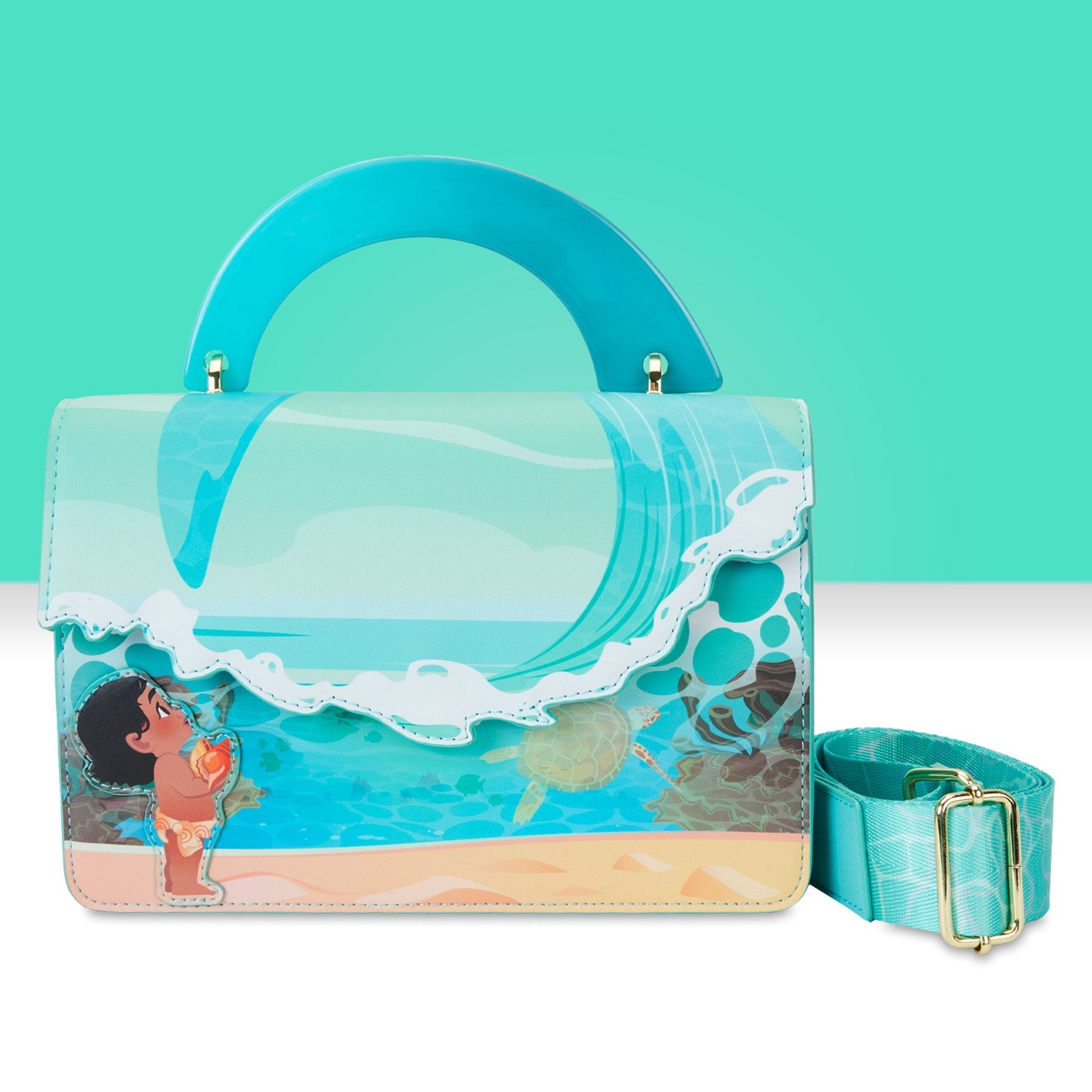Loungefly x Disney Moana Ocean Wave Handle Crossbody Bag - GeekCore