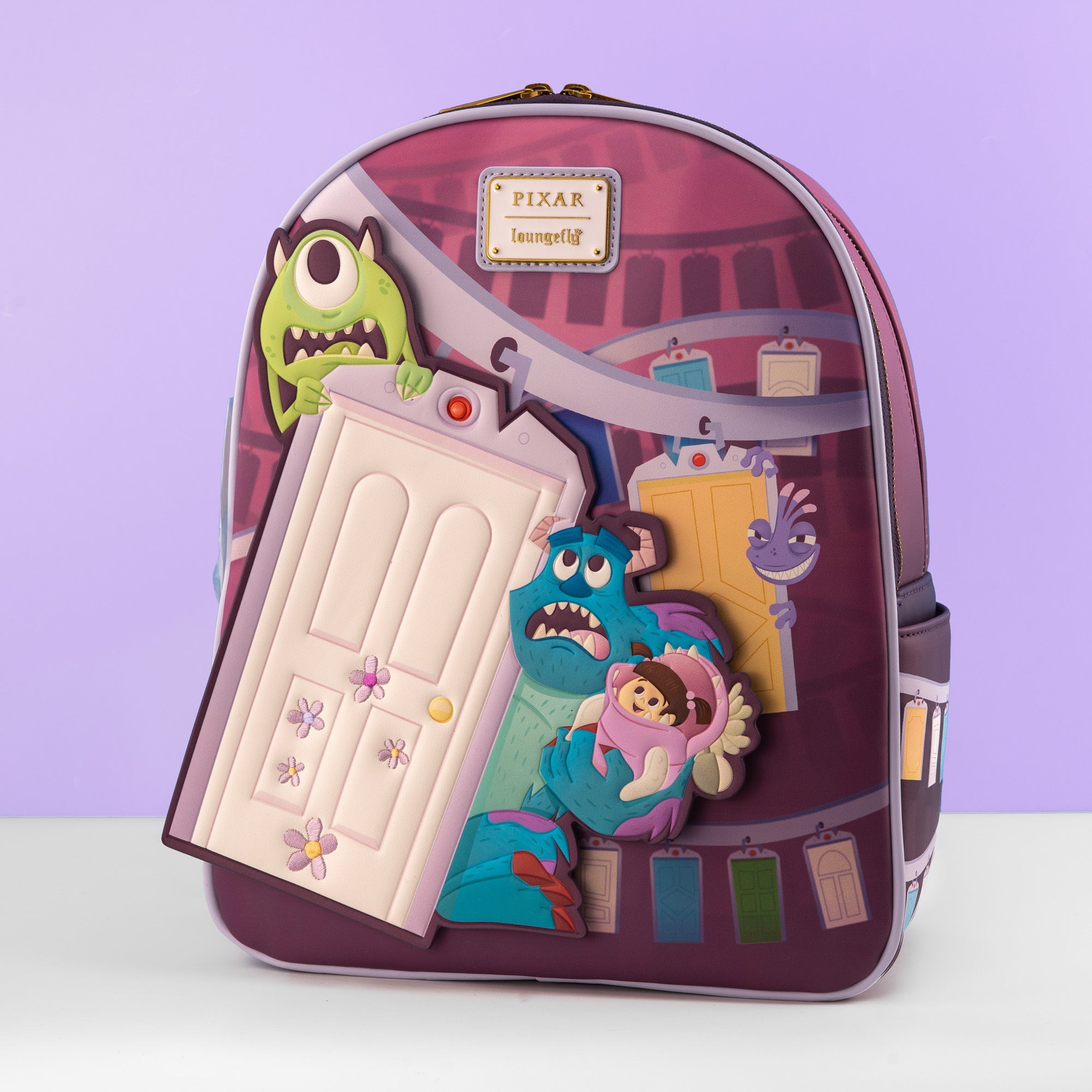 Loungefly x Disney Pixar Monsters Inc Mike and Sulley Door Scene Mini Backpack - GeekCore