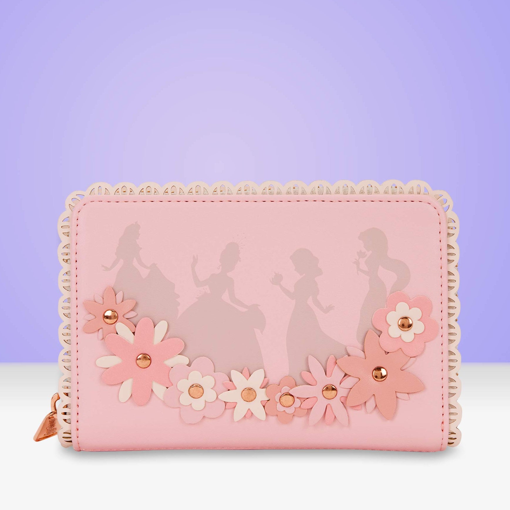Loungefly x Disney Princess Pink Floral Silhouettes Zip Around Wallet - GeekCore