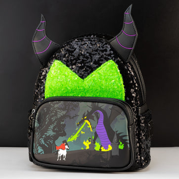 Loungefly x Disney Sleeping Beauty Maleficent Sequins Mini Backpack - GeekCore