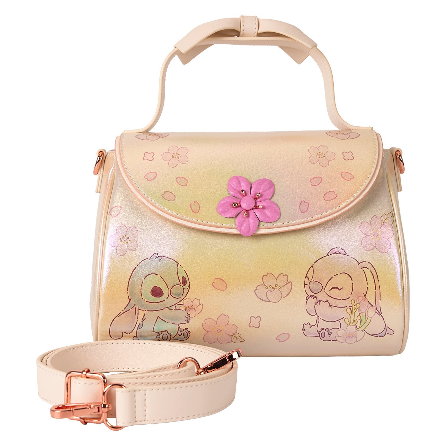Loungefly x Disney Stitch Cherry Blossom Bow Handle Crossbody Bag - GeekCore