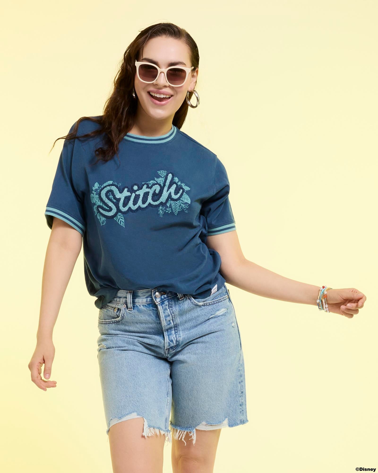 Loungefly x Disney Stitch Embroidered Sporty Tee - GeekCore