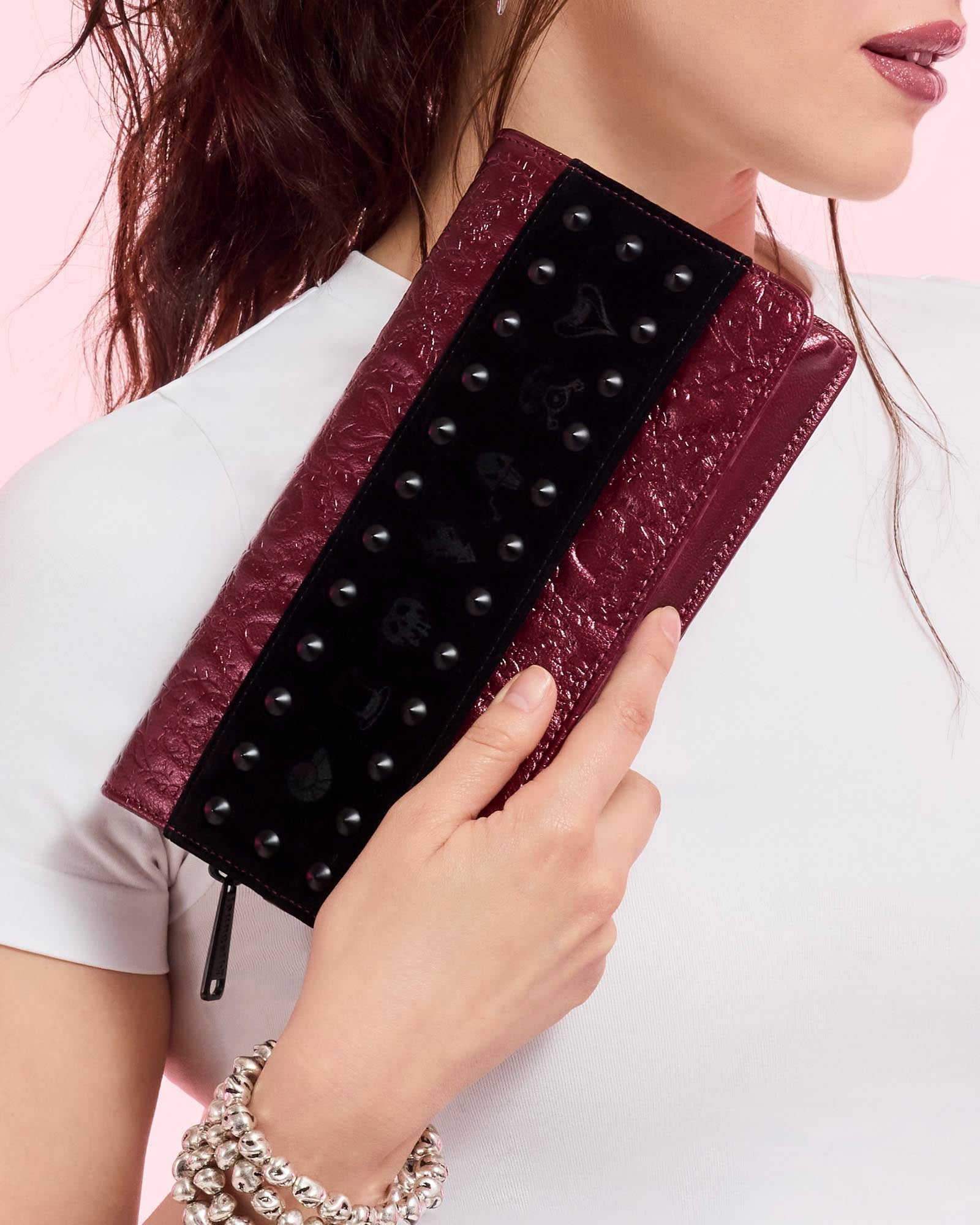 Loungefly x Disney Villains Studded Velvet Clutch Crossbody Bag - GeekCore