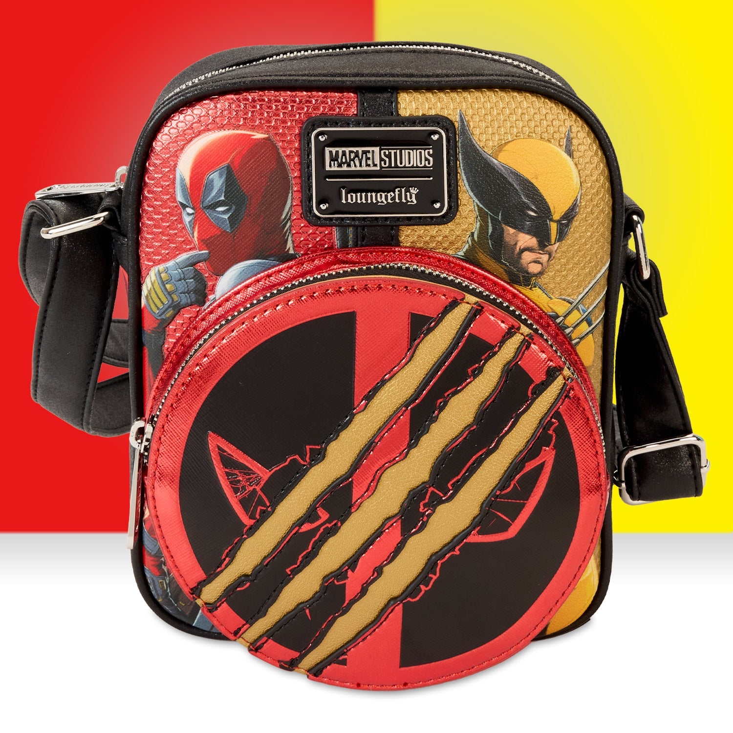 deadpool backpack mini Sling Bag Snapback Empire Crafted from durable vegan leather Loungefly MARVEL DEADPOOL METALLIC COLLECTION