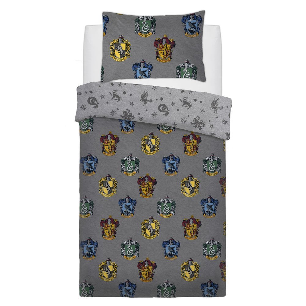 Harry Potter Hogwarts House Crests Single Duvet Cover Bedding Set - GeekCore