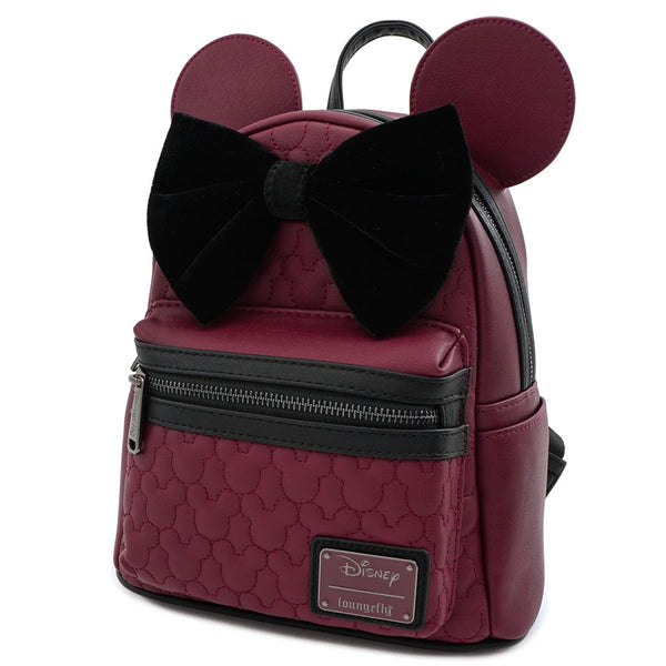 Loungefly X Disney Minnie Mouse Maroon Quilted Mini Backpack