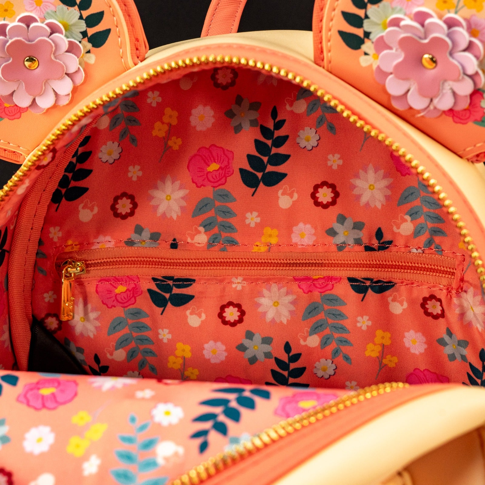 Loungefly x Disney Minnie Mouse Peach Floral Mini Backpack