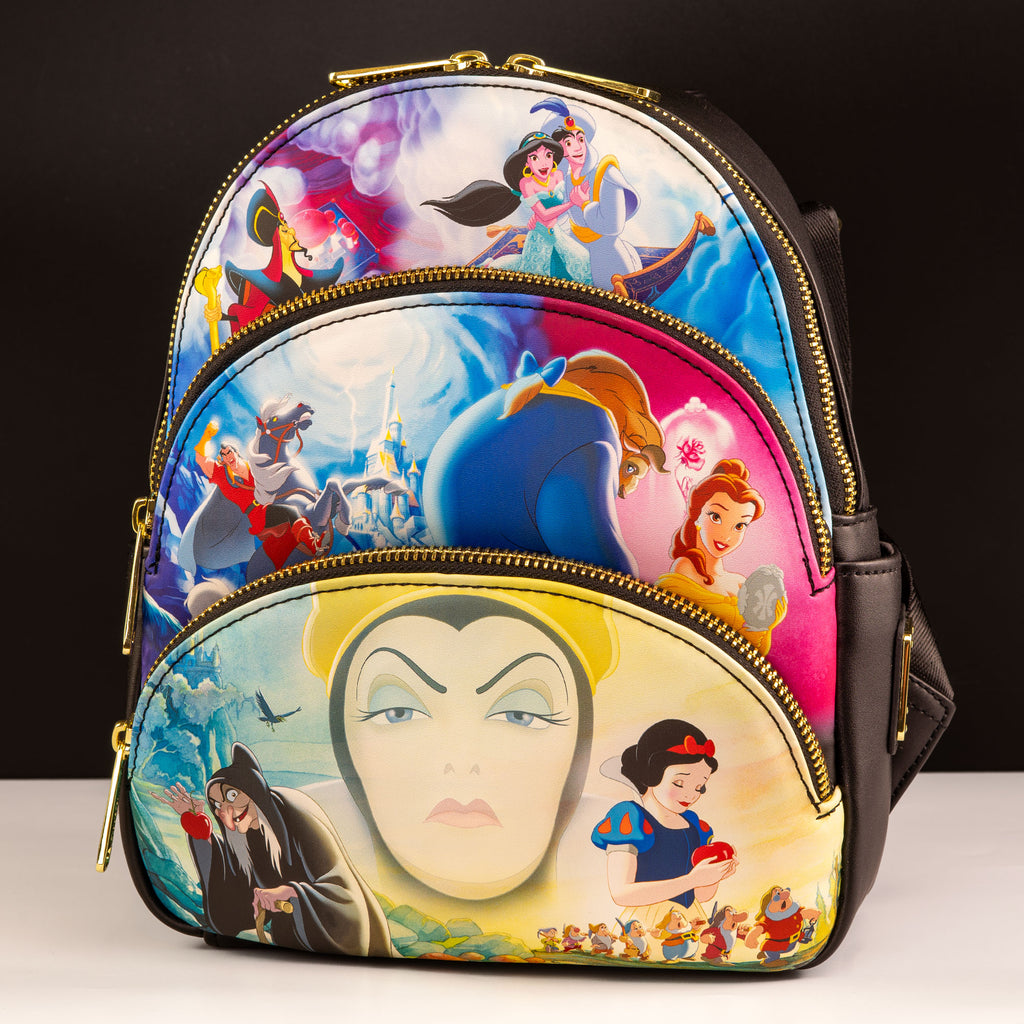 Loungefly x Disney Princess and Villains Scenes Triple Pocket Mini Backpack