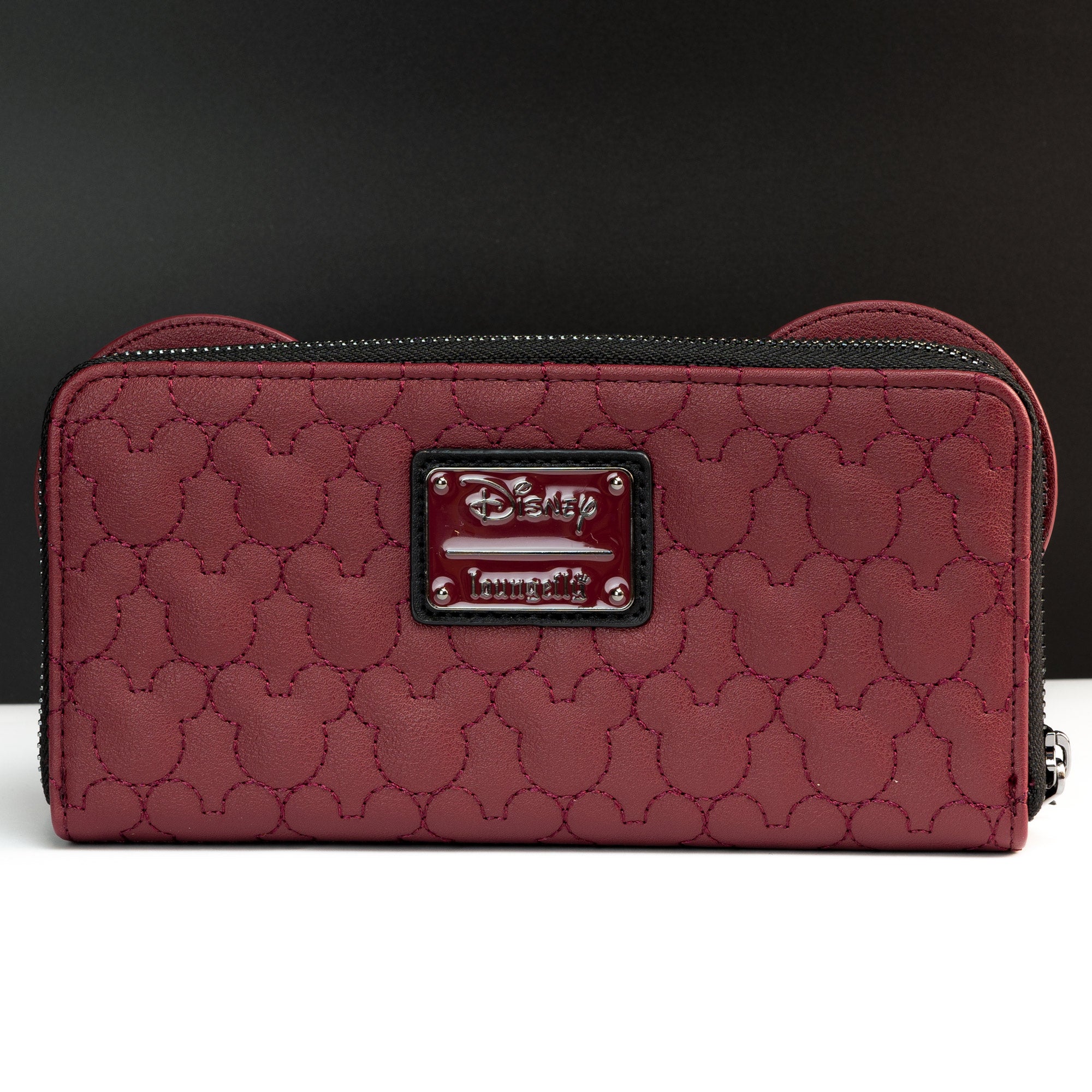Loungefly X Disney Minnie Mouse Maroon Quilted Zip Around Purse