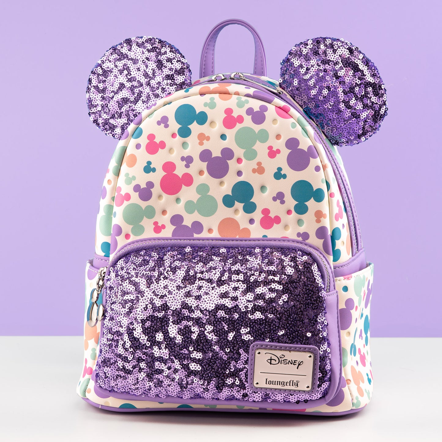 Loungefly x Disney Mickey Mouse Pastel AOP Sequin Mini Backpack