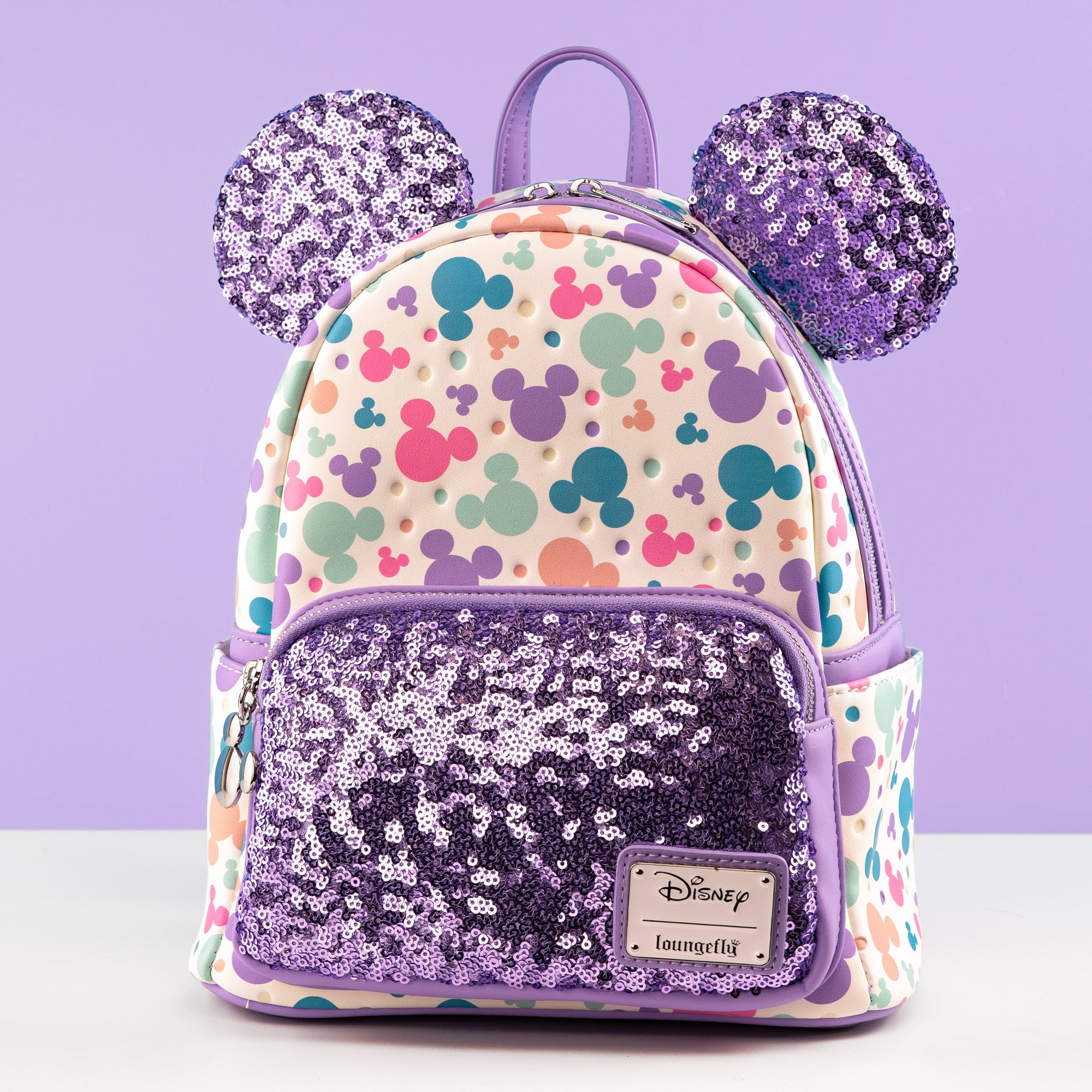 Loungefly x Disney Mickey Mouse Pastel AOP Sequin Mini Backpack