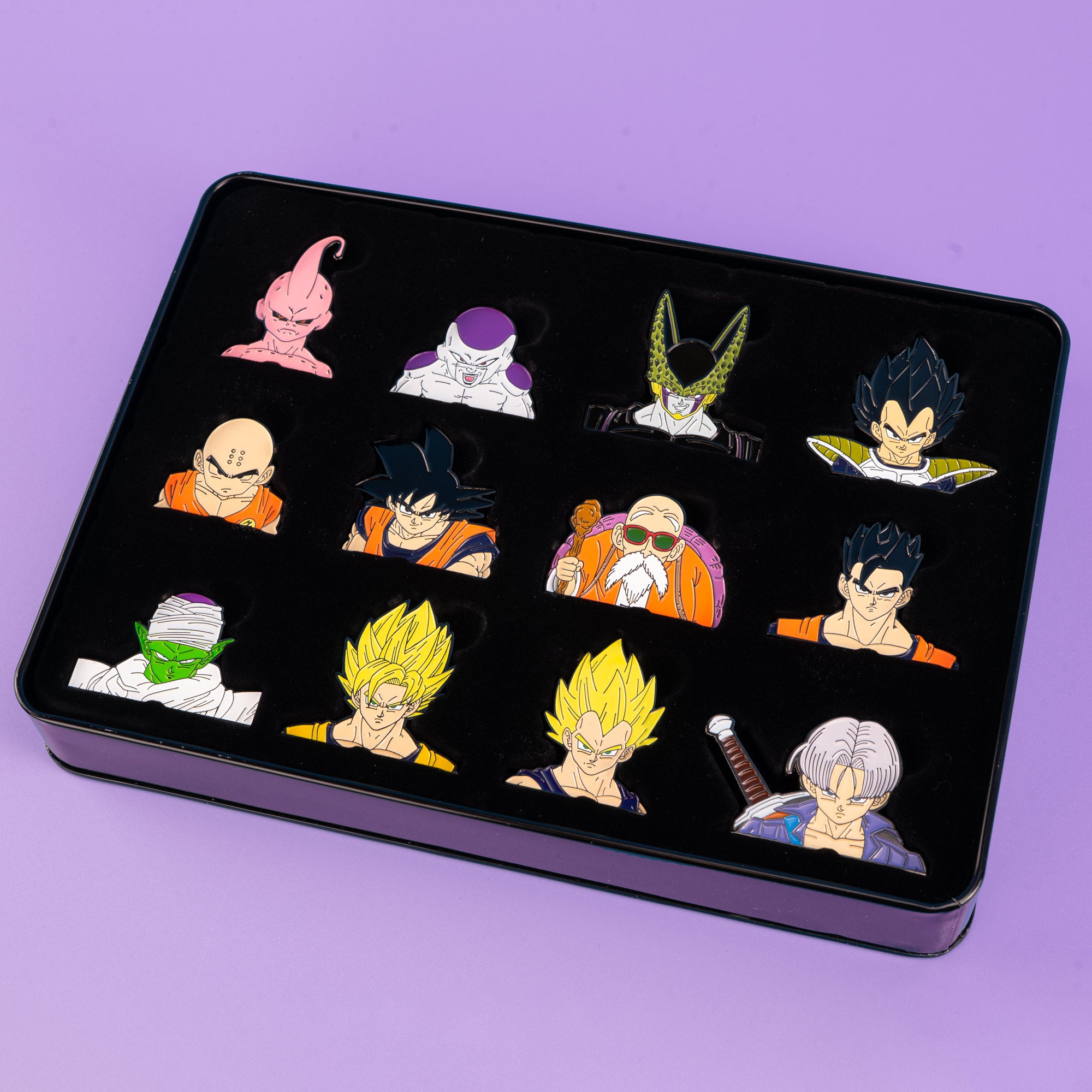 Dragon Ball Z 12 Character Enamel Pin Set with Collectors Tin