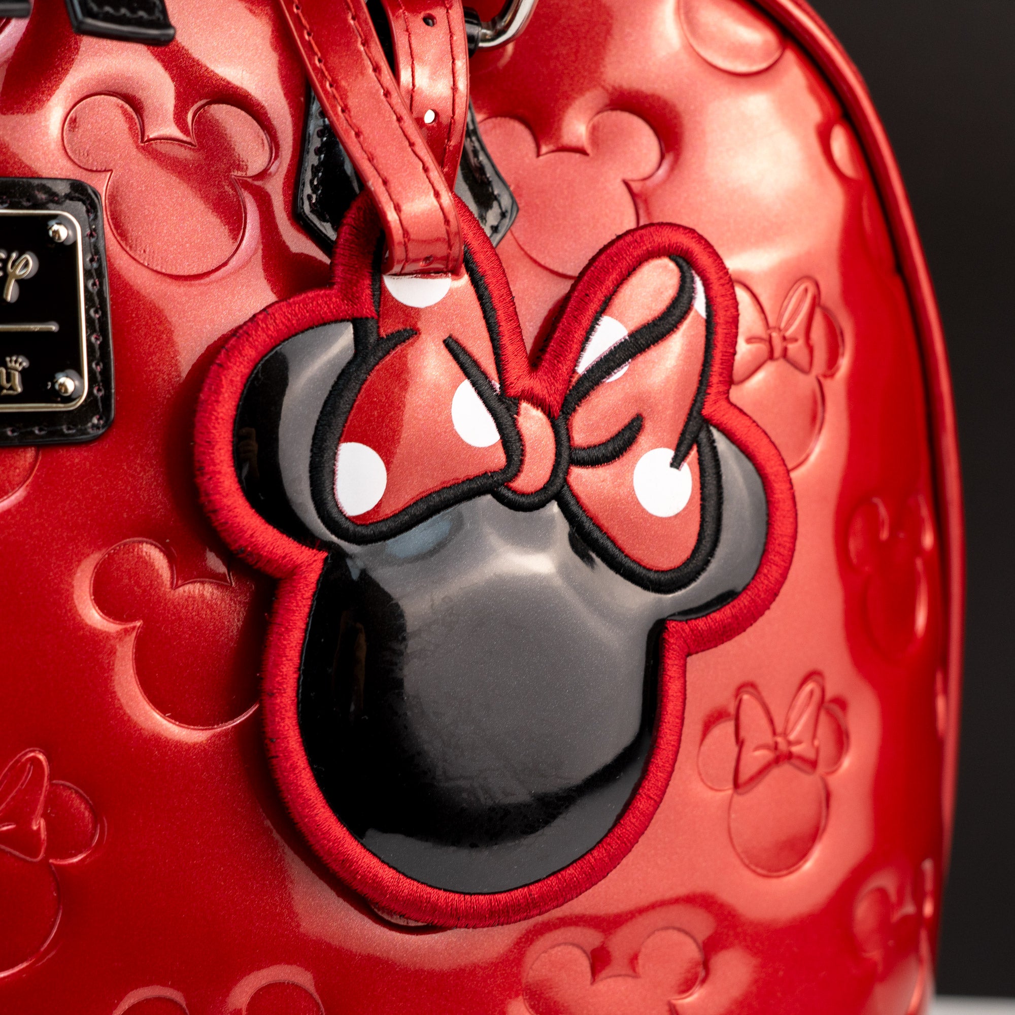 Loungefly x Disney Mickey and Minnie Mouse Red Embossed Silhouettes Tote Bag