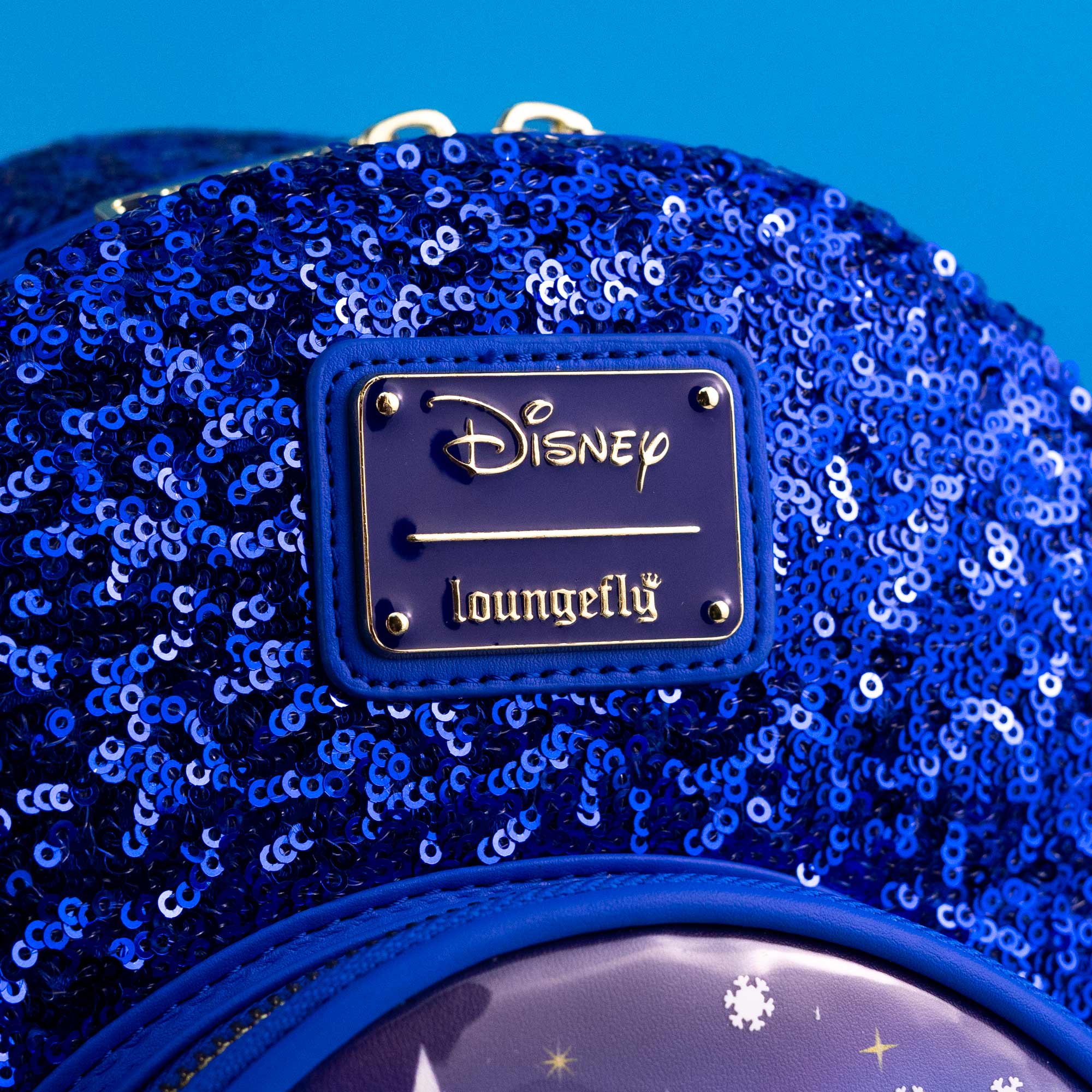 Loungefly x Disney Cinderella Castle Snow Globe Royal Blue Sequin Mini Backpack