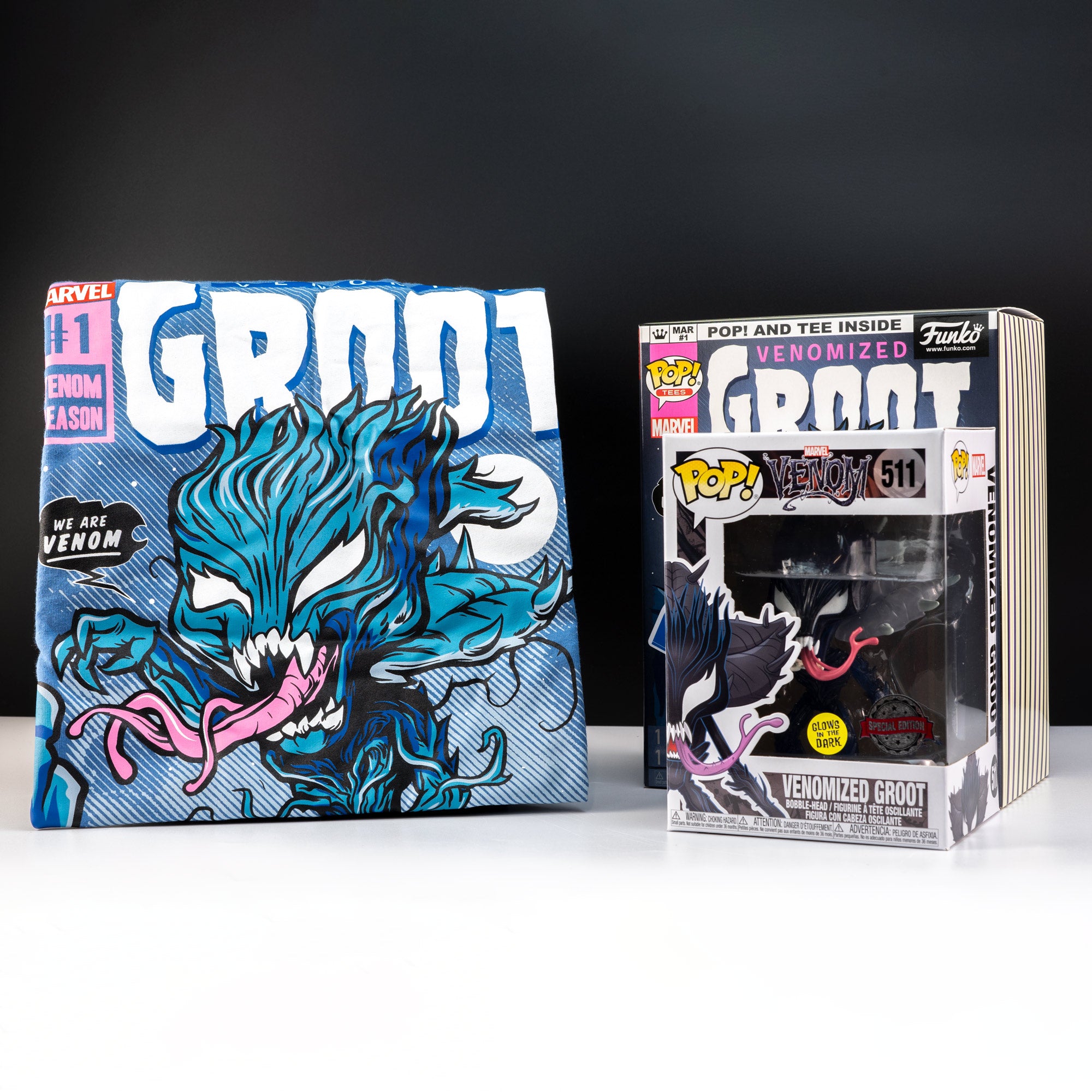 Marvel Venom Groot Pop! Vinyl and Tee Set