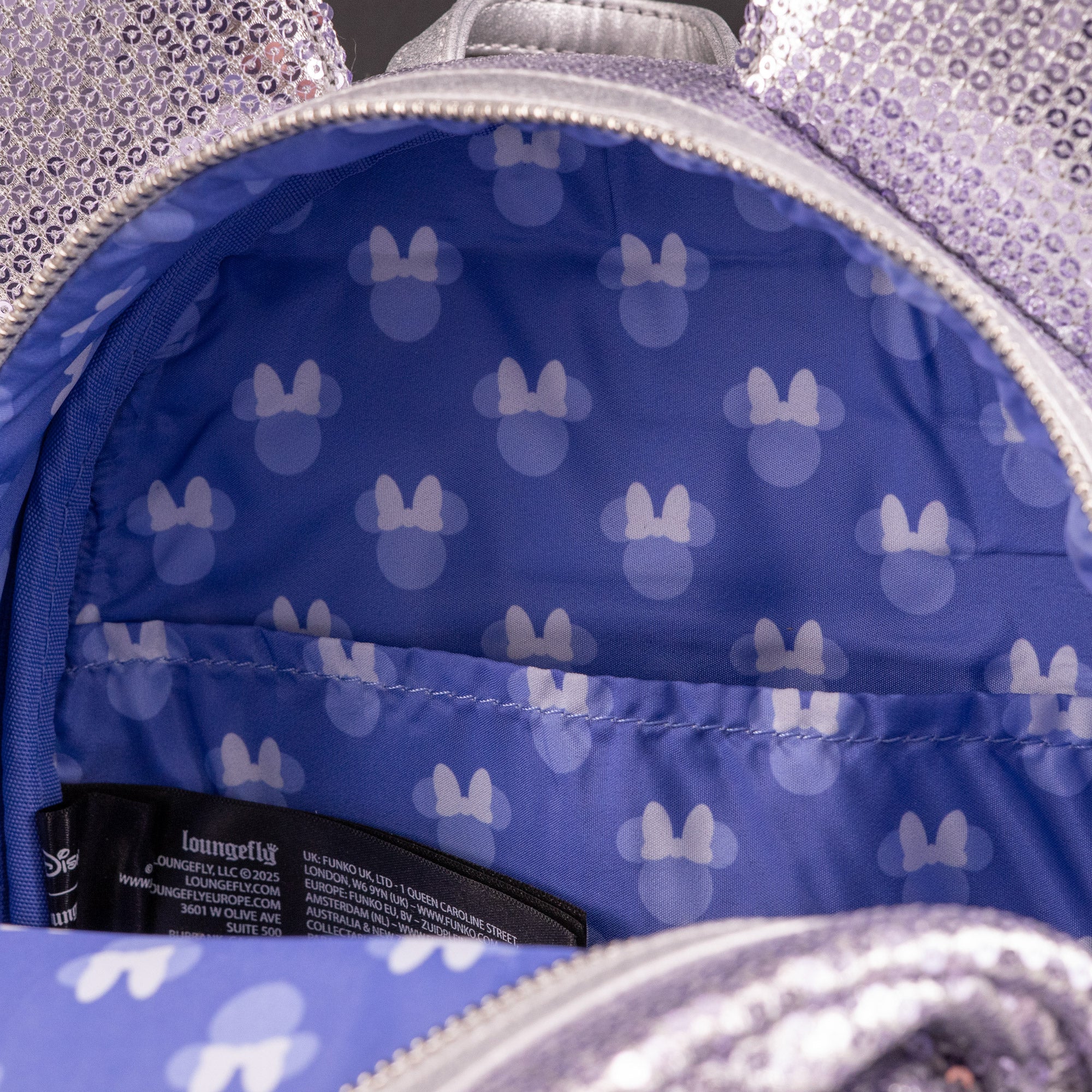 Loungefly x Disney Minnie Mouse Silver Sequin Mini Backpack