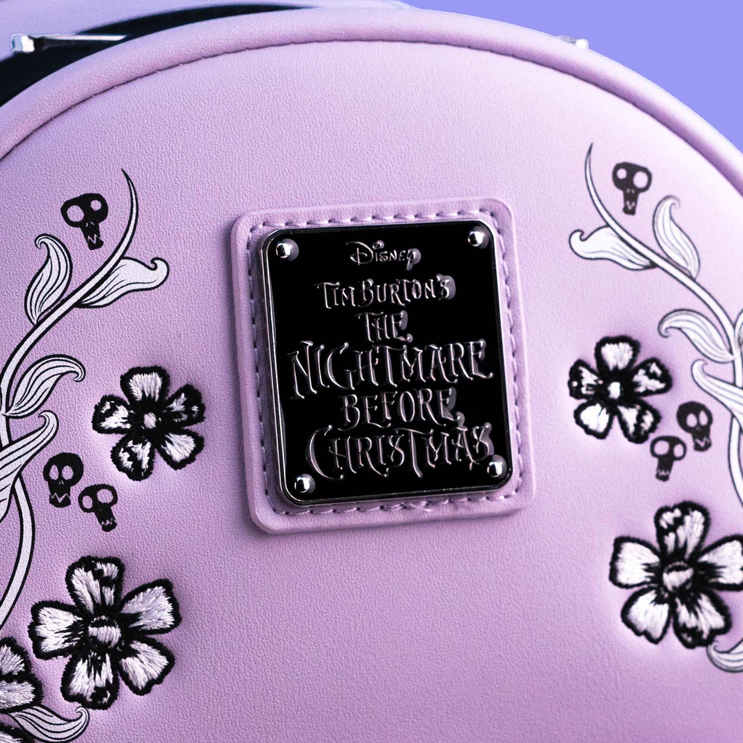 Loungefly x The Nightmare Before Christmas Jack and Sally Lavender Floral Mini Backpack