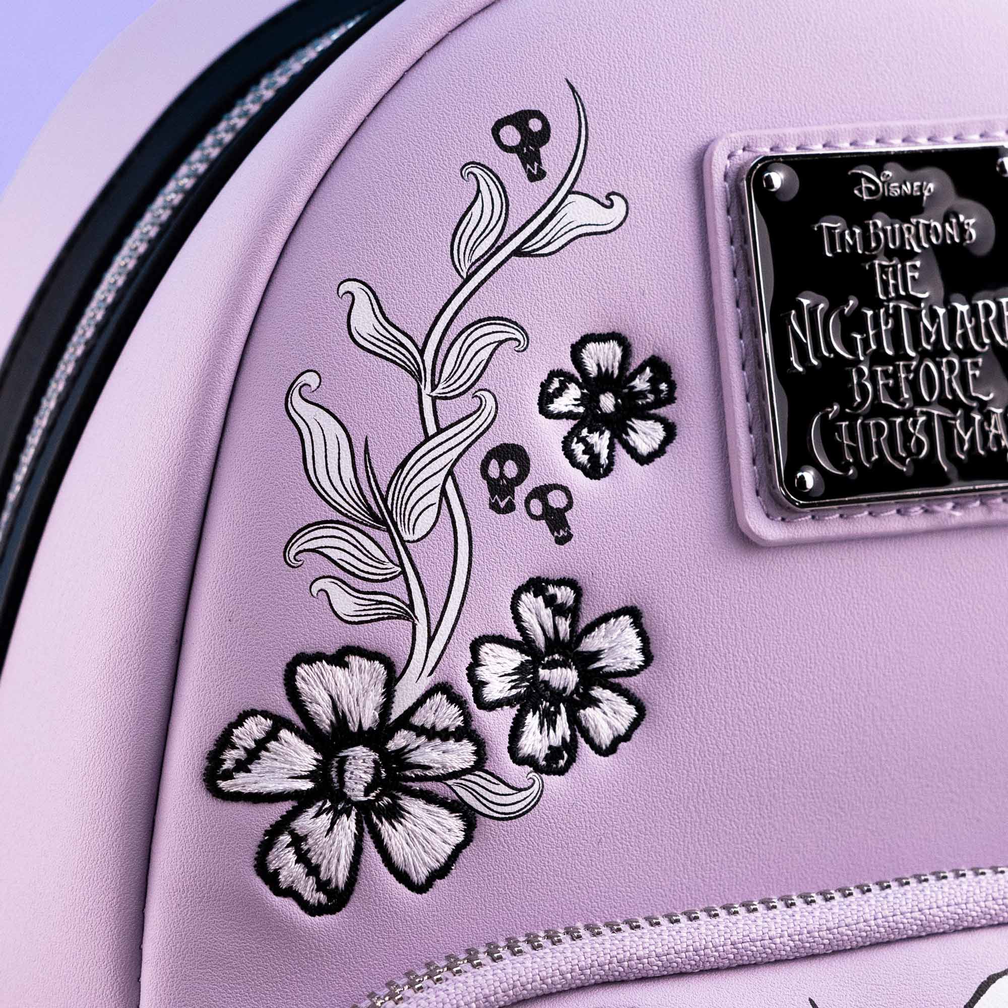 Loungefly x The Nightmare Before Christmas Jack and Sally Lavender Floral Mini Backpack