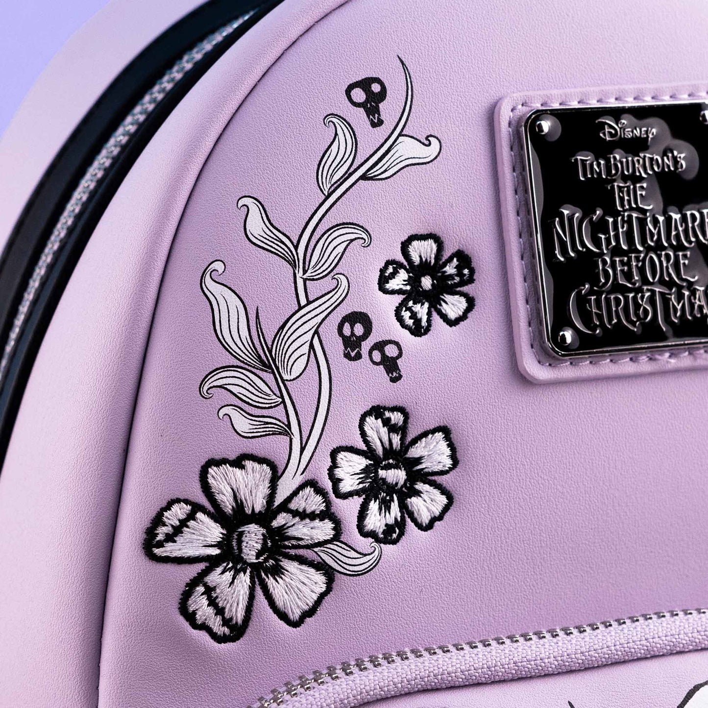 Loungefly x The Nightmare Before Christmas Jack and Sally Lavender Floral Mini Backpack