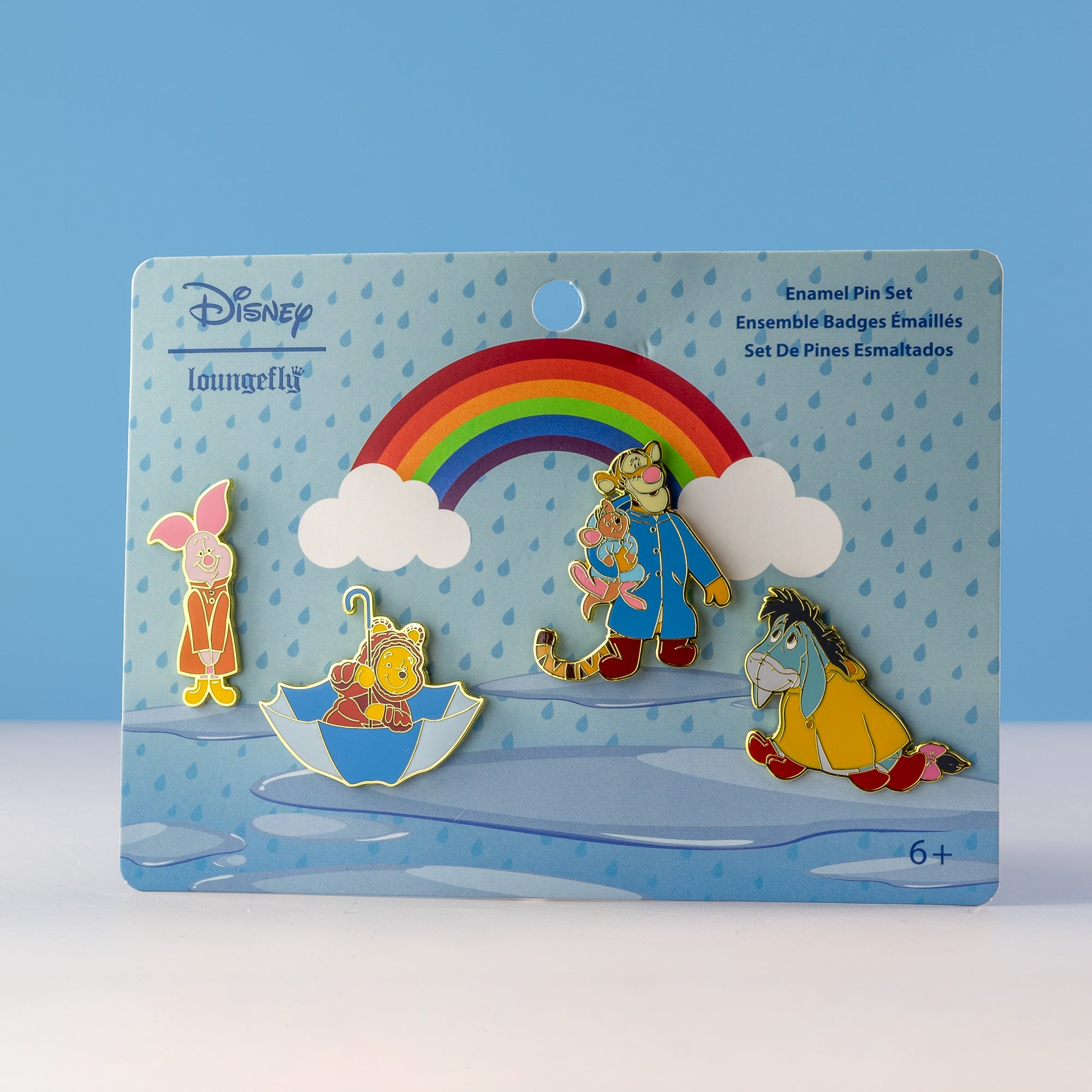 Loungefly x Disney Winnie The Pooh and Friends Rainy Day 4 Piece Pin Set