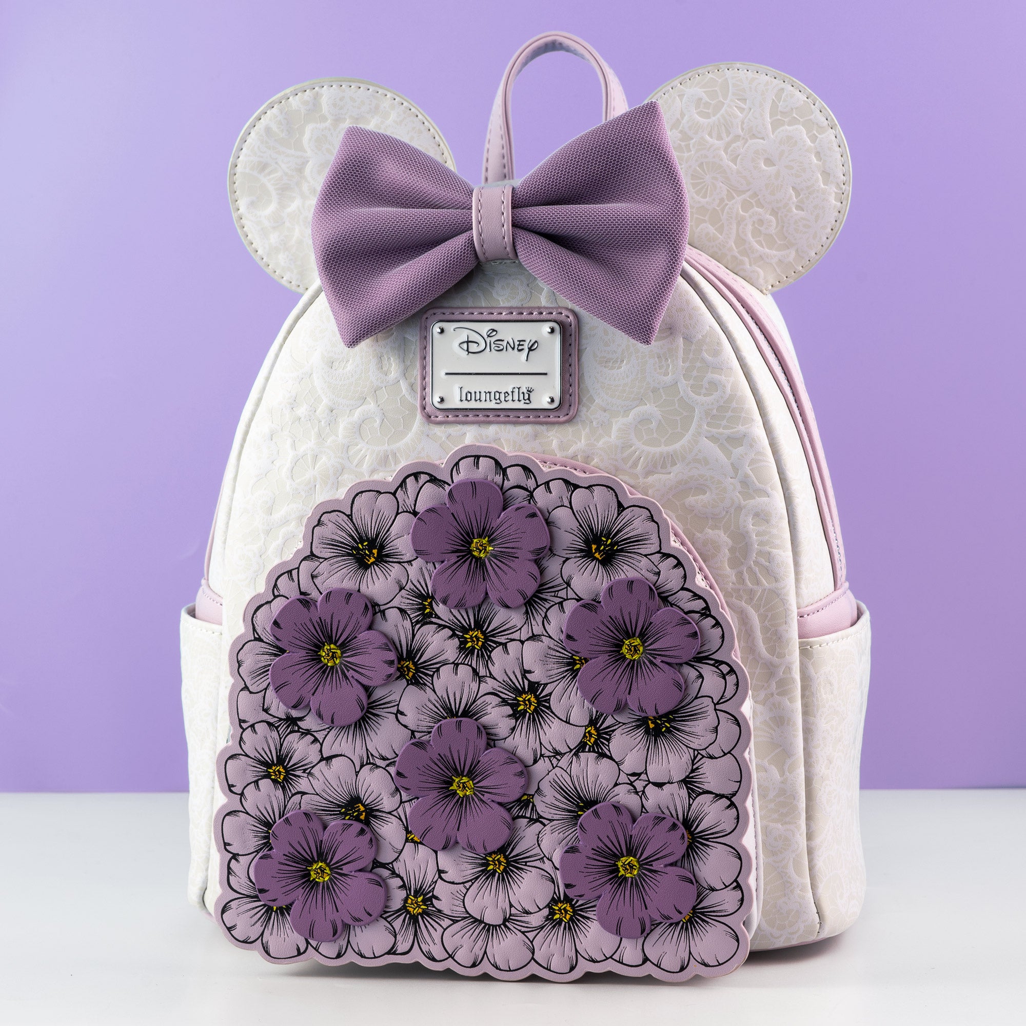 Loungefly x Disney Minnie Mouse Floral Wedding Bouquet Mini Backpack