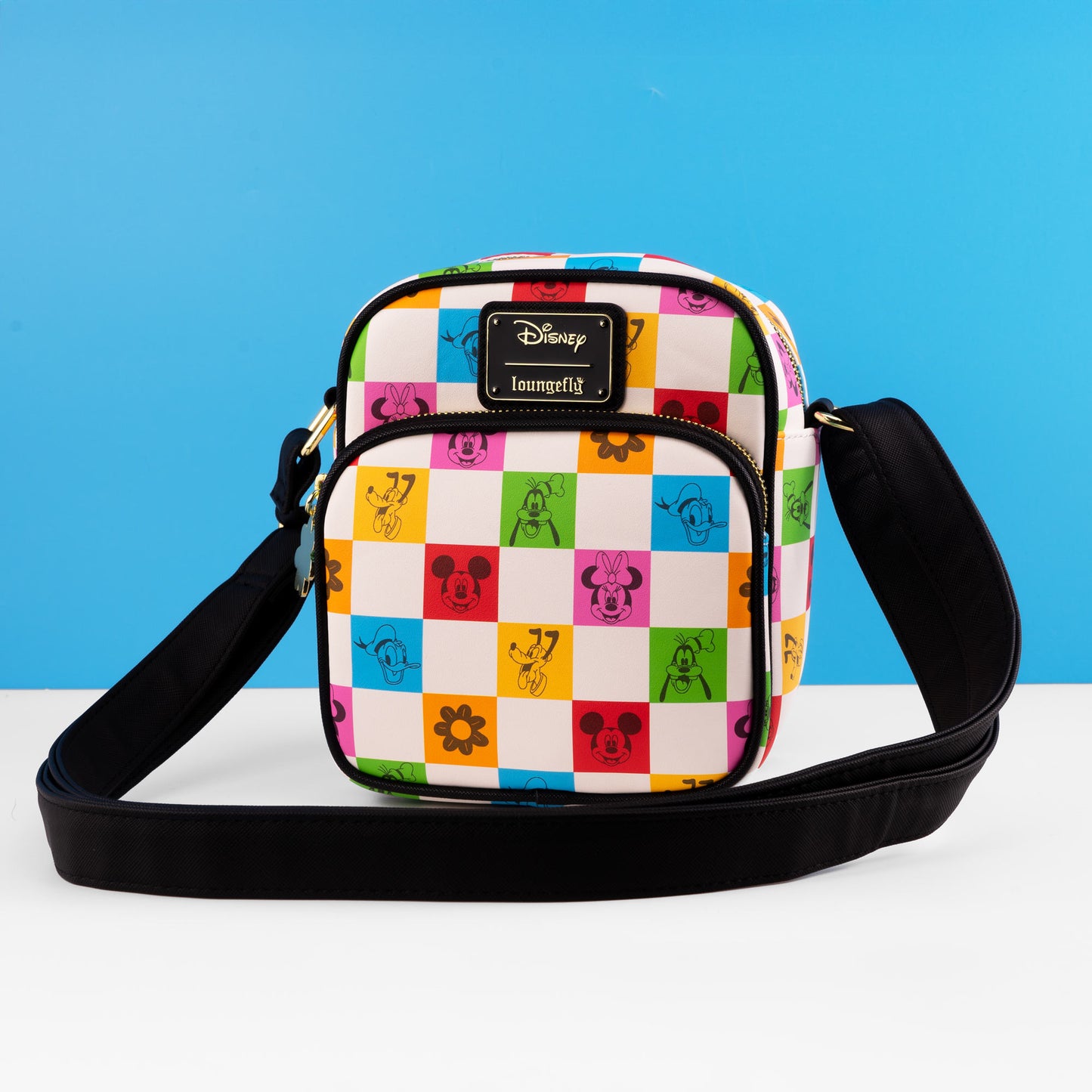 Loungefly x Disney Mickey & Friends Floral Checkered Crossbody Bag