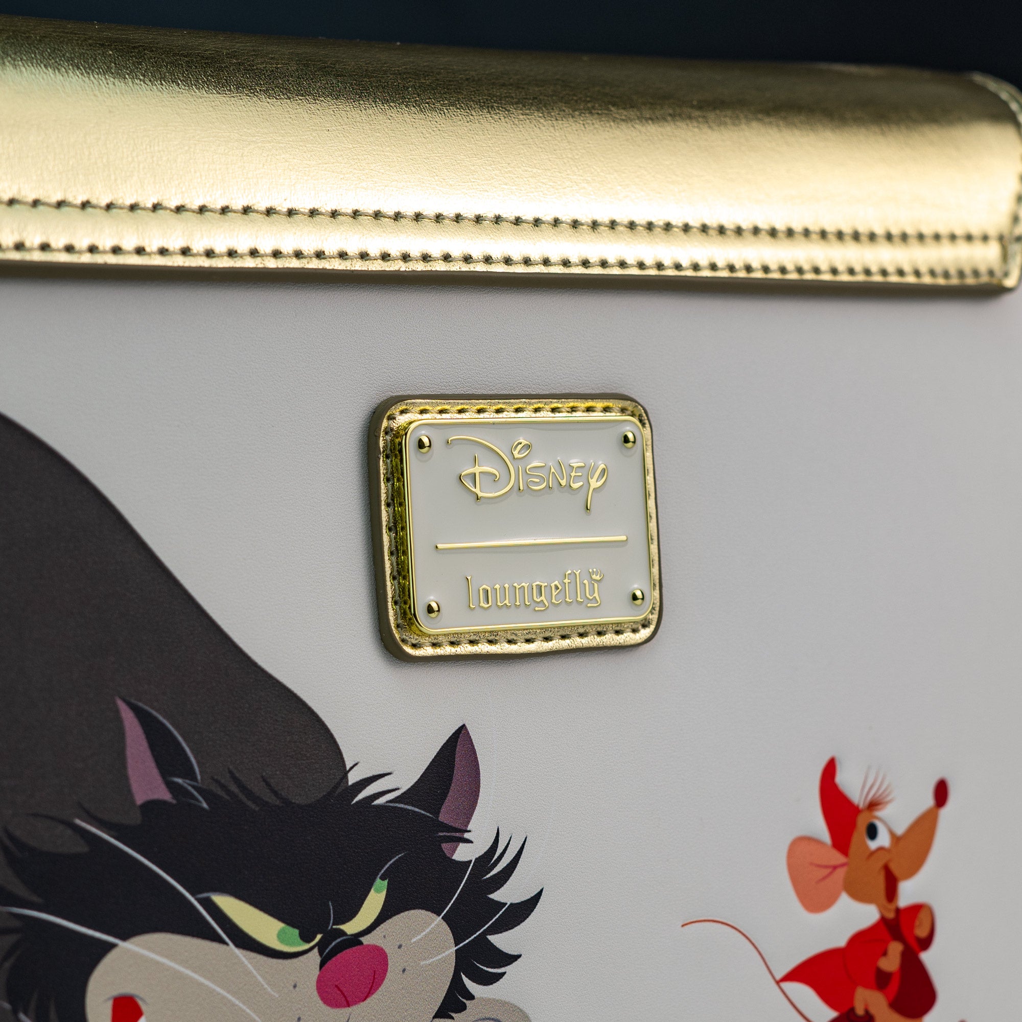 Loungefly x Disney Cinderella Lucifer Jaq and Gus Teacup Gold Foil Crossbody Bag