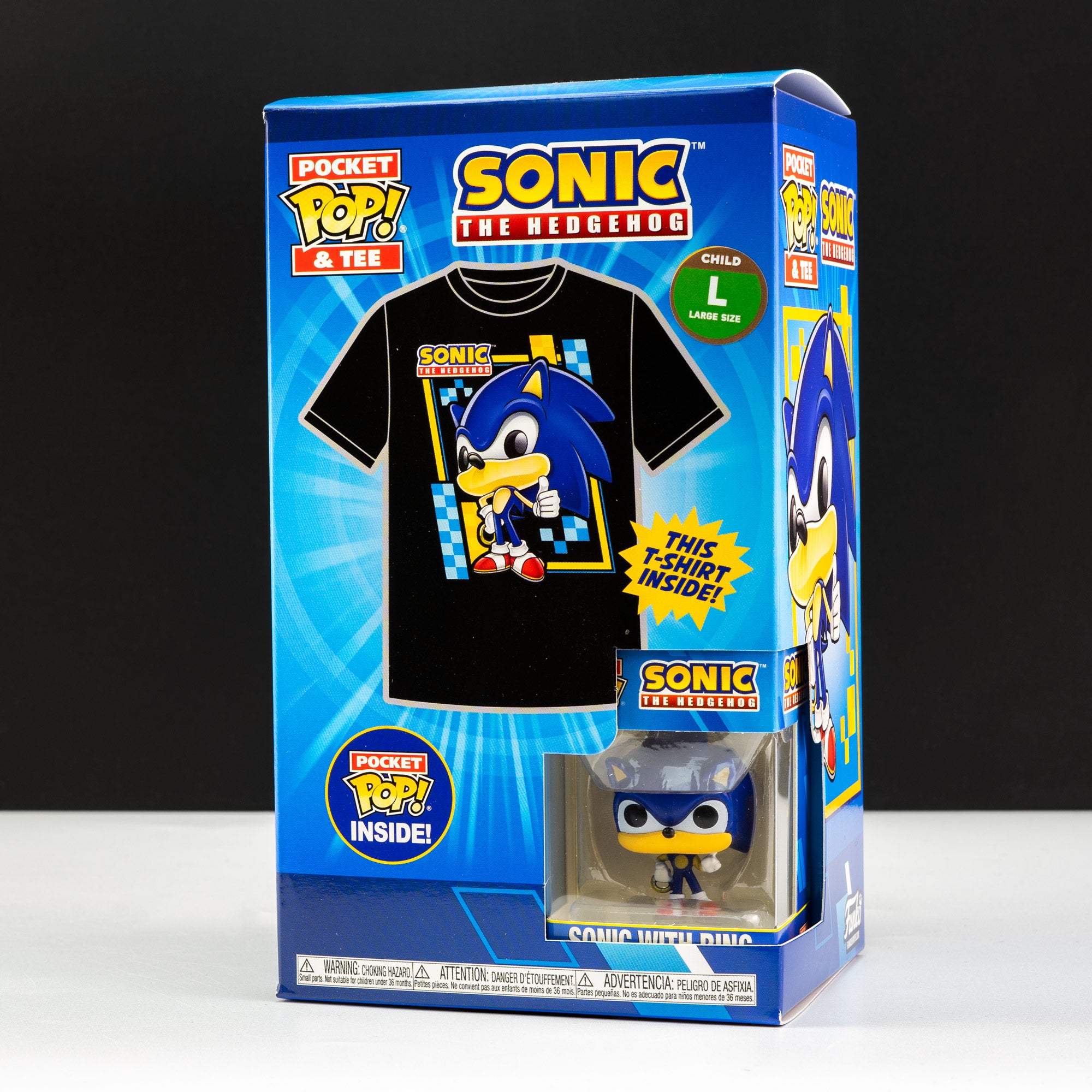 Sega Sonic the Hedgehog with Ring Pocket Pop! Vinyl and Tee Set for Kids