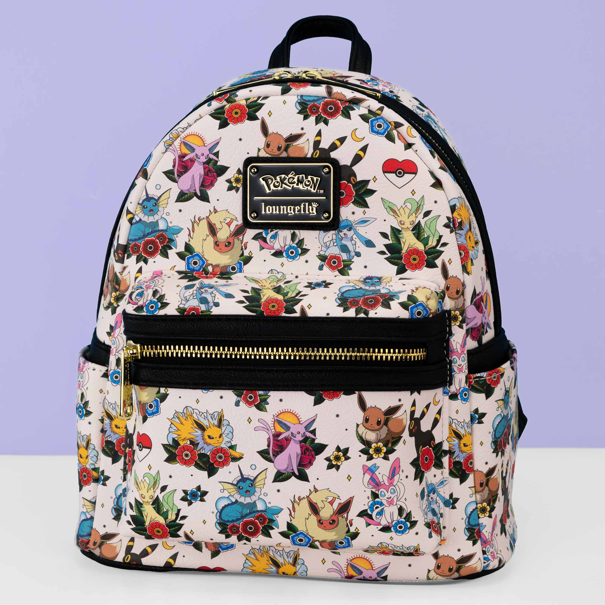 Loungefly x Pokemon Eevee Evolutions Tattoo AOP Mini Backpack