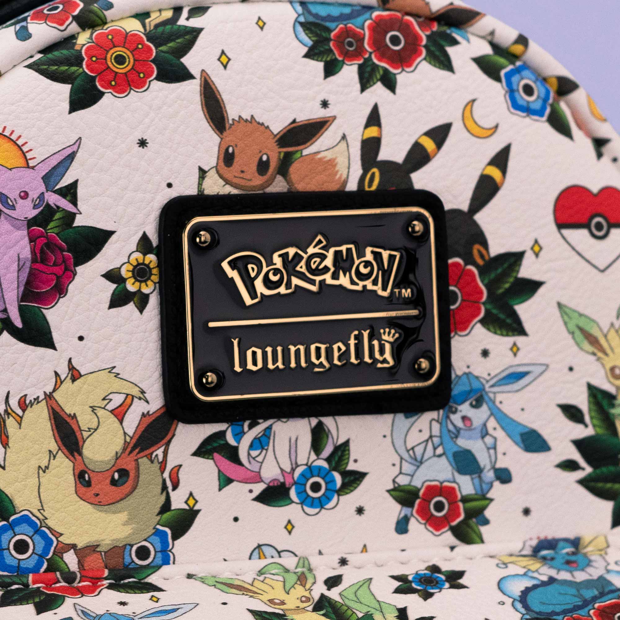 Loungefly x Pokemon Eevee Evolutions Tattoo AOP Mini Backpack