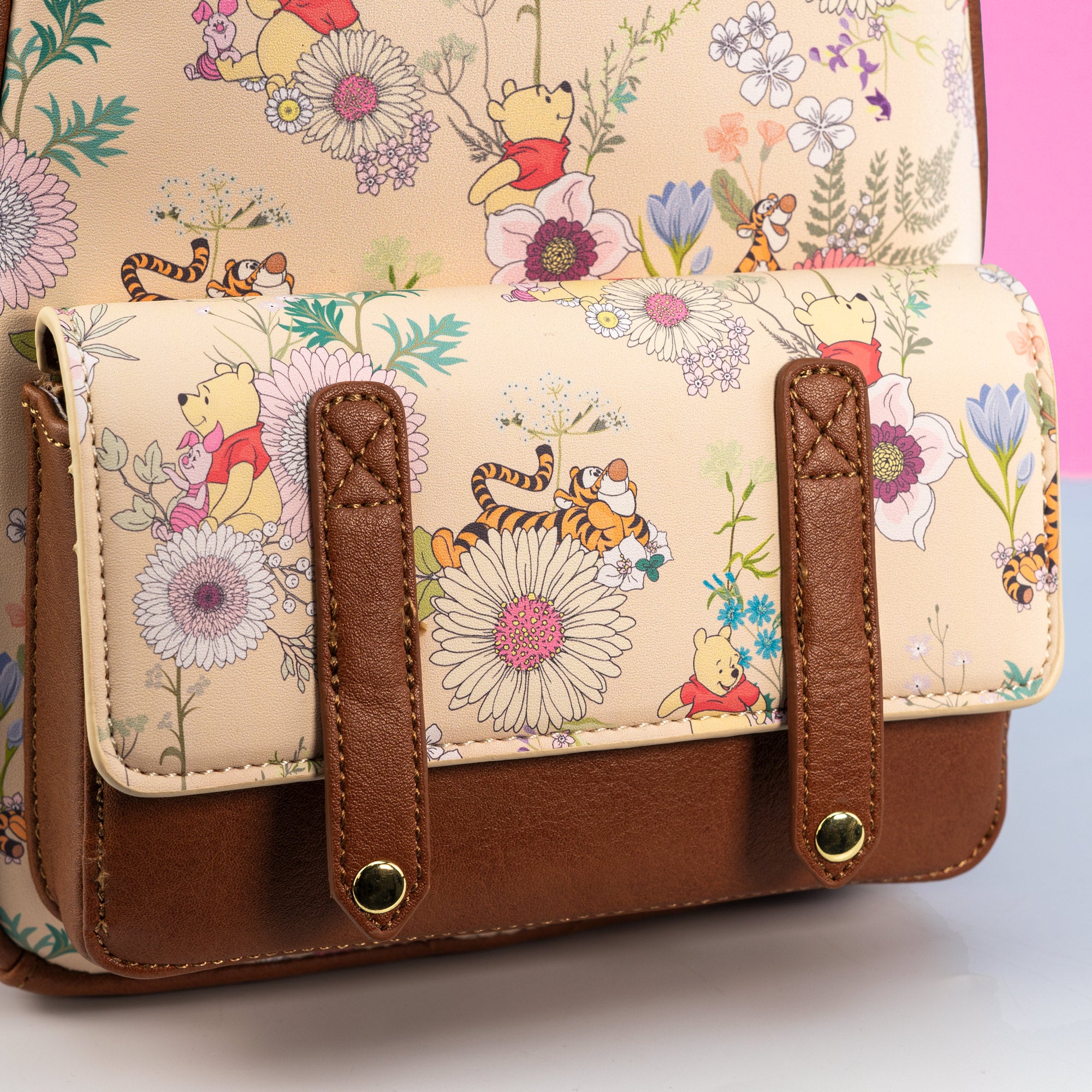 Loungefly x Disney Winnie the Pooh Floral Print Flap Pocket Mini Backpack