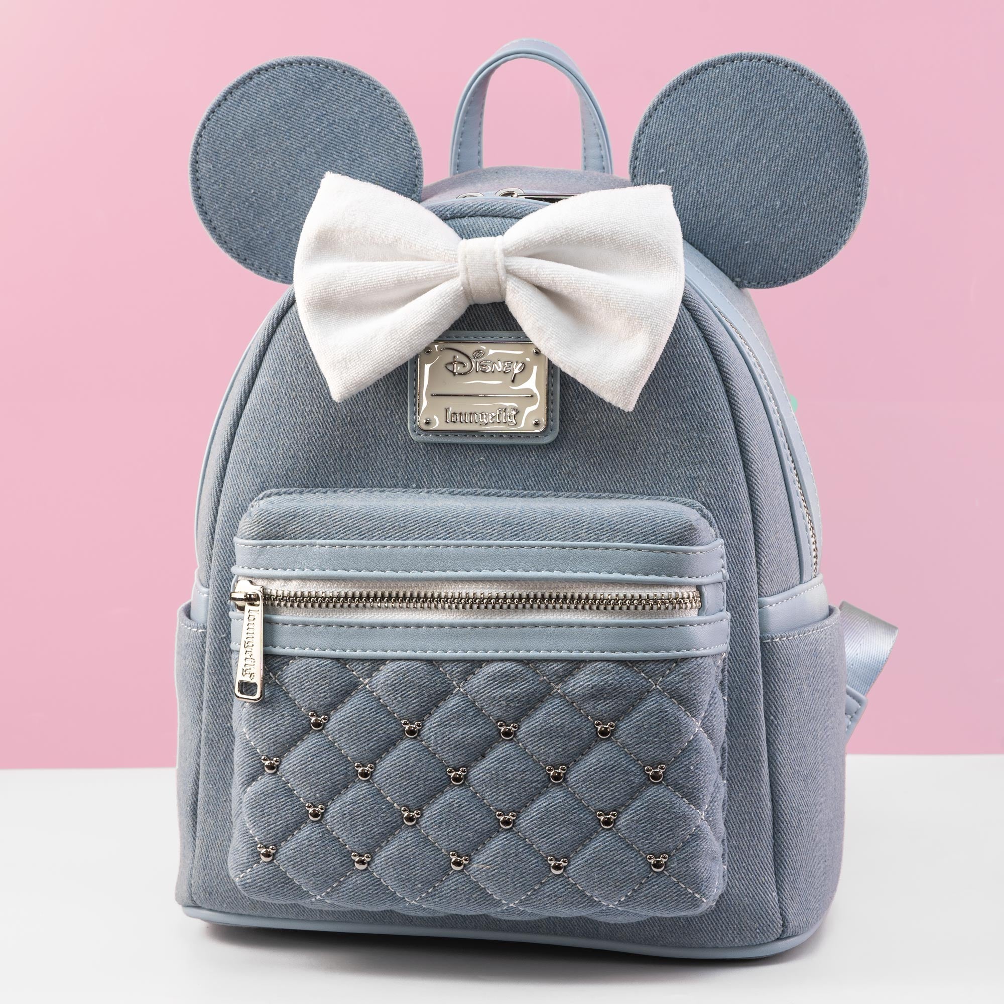 Loungefly x Disney Minnie Mouse Denim Quilted Mini Backpack