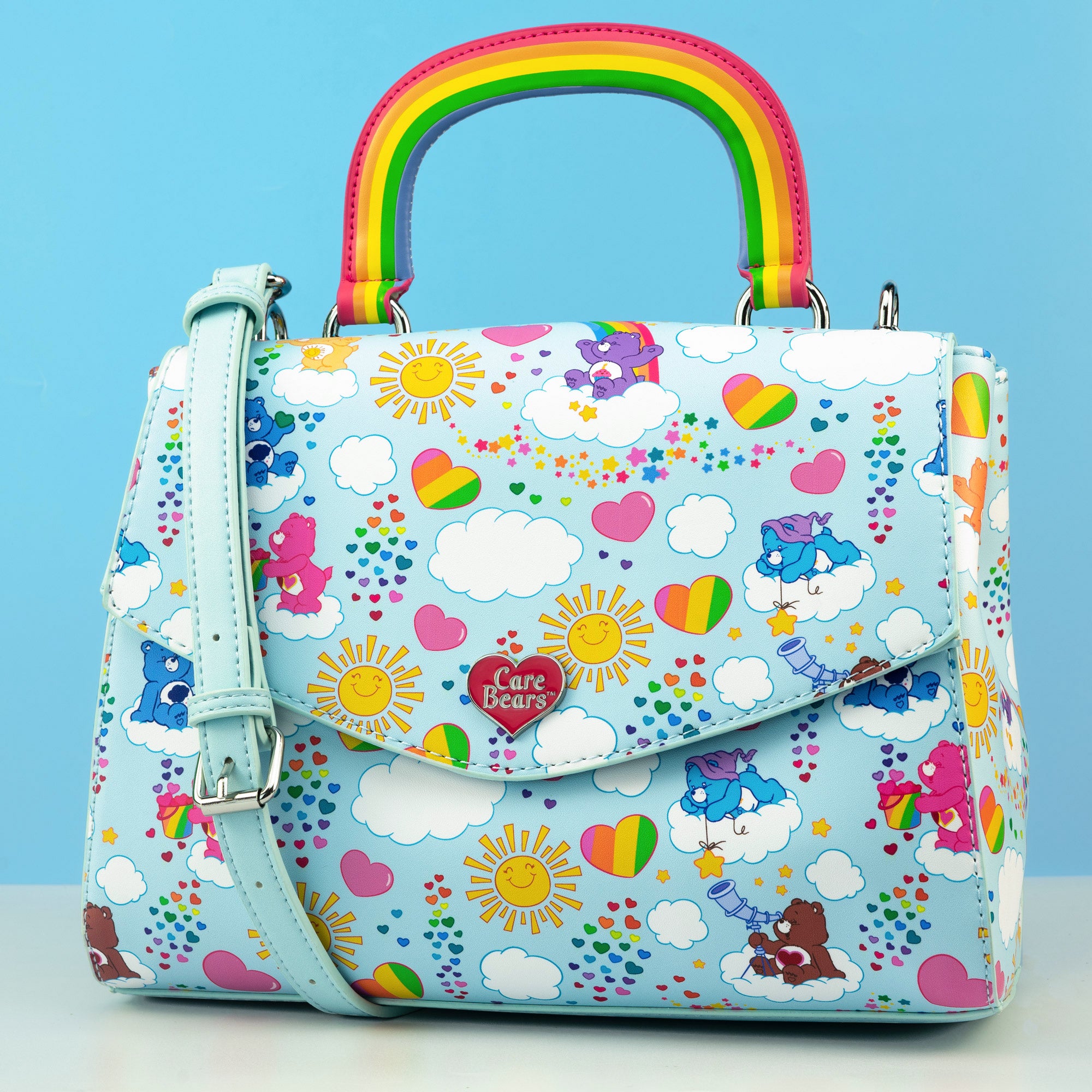 Loungefly x Care Bears All Over Print Rainbow Handle Crossbody Bag