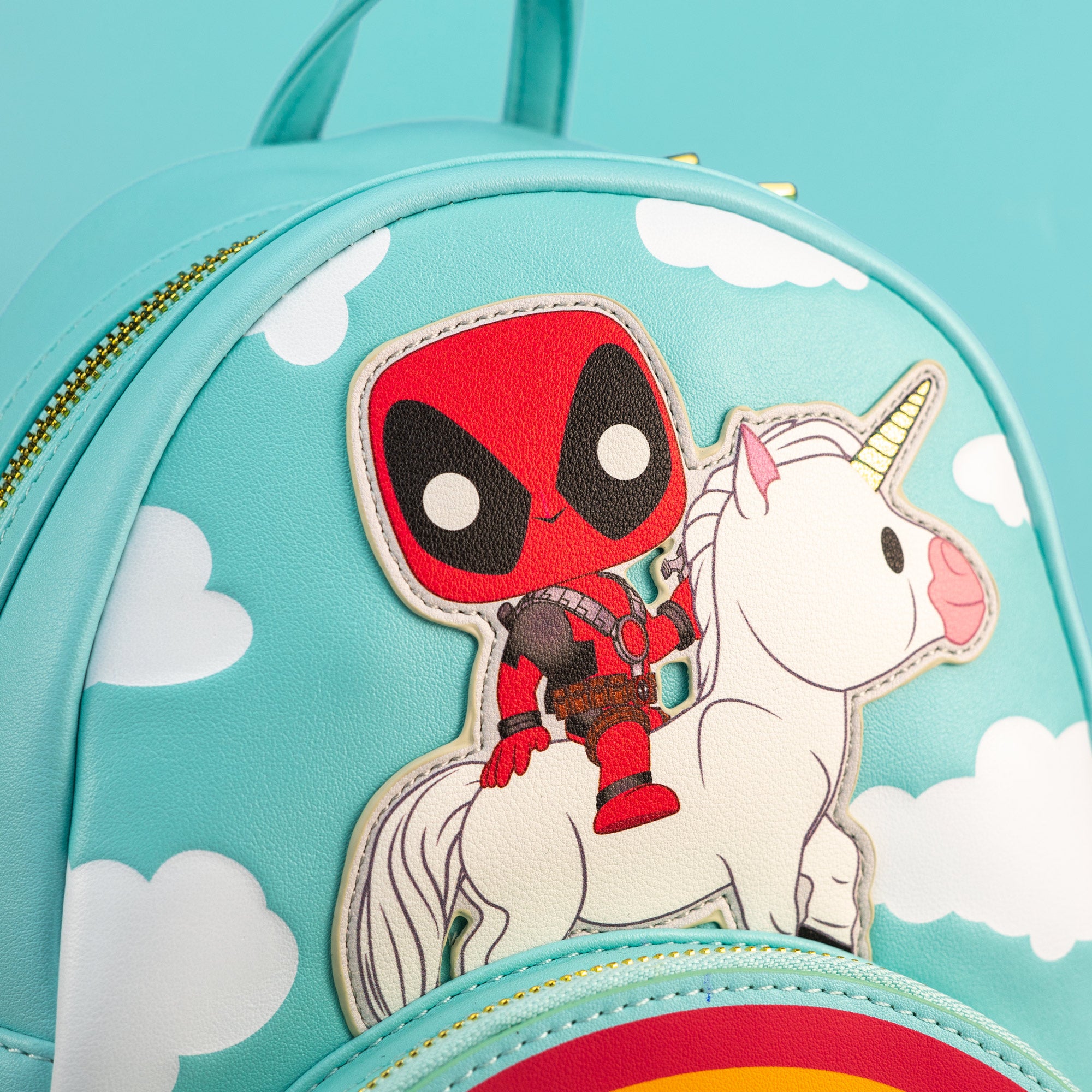 Loungefly x Marvel Deadpool 30th Anniversary Unicorn Rainbow Mini Backpack