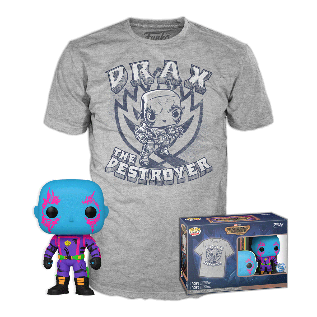 Marvel Guardians of The Galaxy Vol 3 Drax the Destroyer Pop! Vinyl and Tee Set