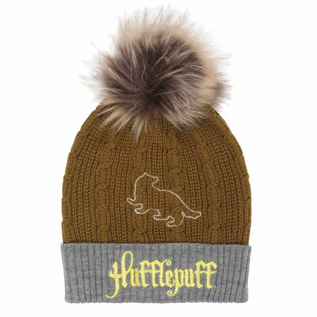 Harry Potter - Hufflepuff House Fur Pom Pom Beanie