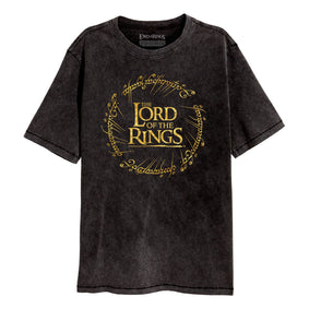 Lord Of The Rings Gold Foil Logo SuperHeroes Inc. Acid Wash T-Shirt